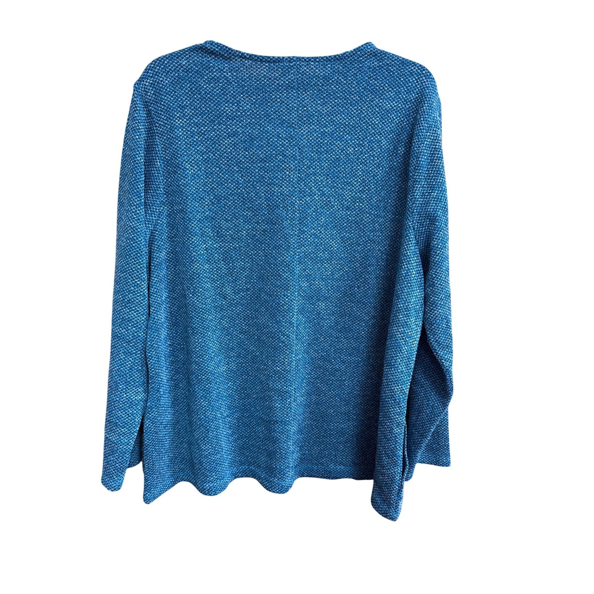 Chicos Chicos CoziSoft Blue Long-Sleeve V-Neck Knit Top Size 3 Poly Size ONE SIZE - 6 Thumbnail