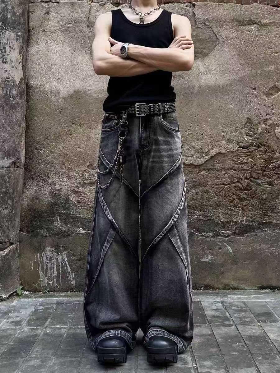 Japanese Brand × Jean Vintage Wash Deconstructed Spliced Wide Leg Jeans Size US 30 / EU 46 - 1 Thumbnail