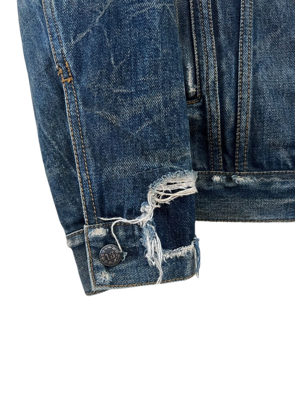 R13 R13 Italy Distressed Waxed Denim Trucker Jacket Type 3 Size US XS / EU 42 / 0 - 9 Thumbnail