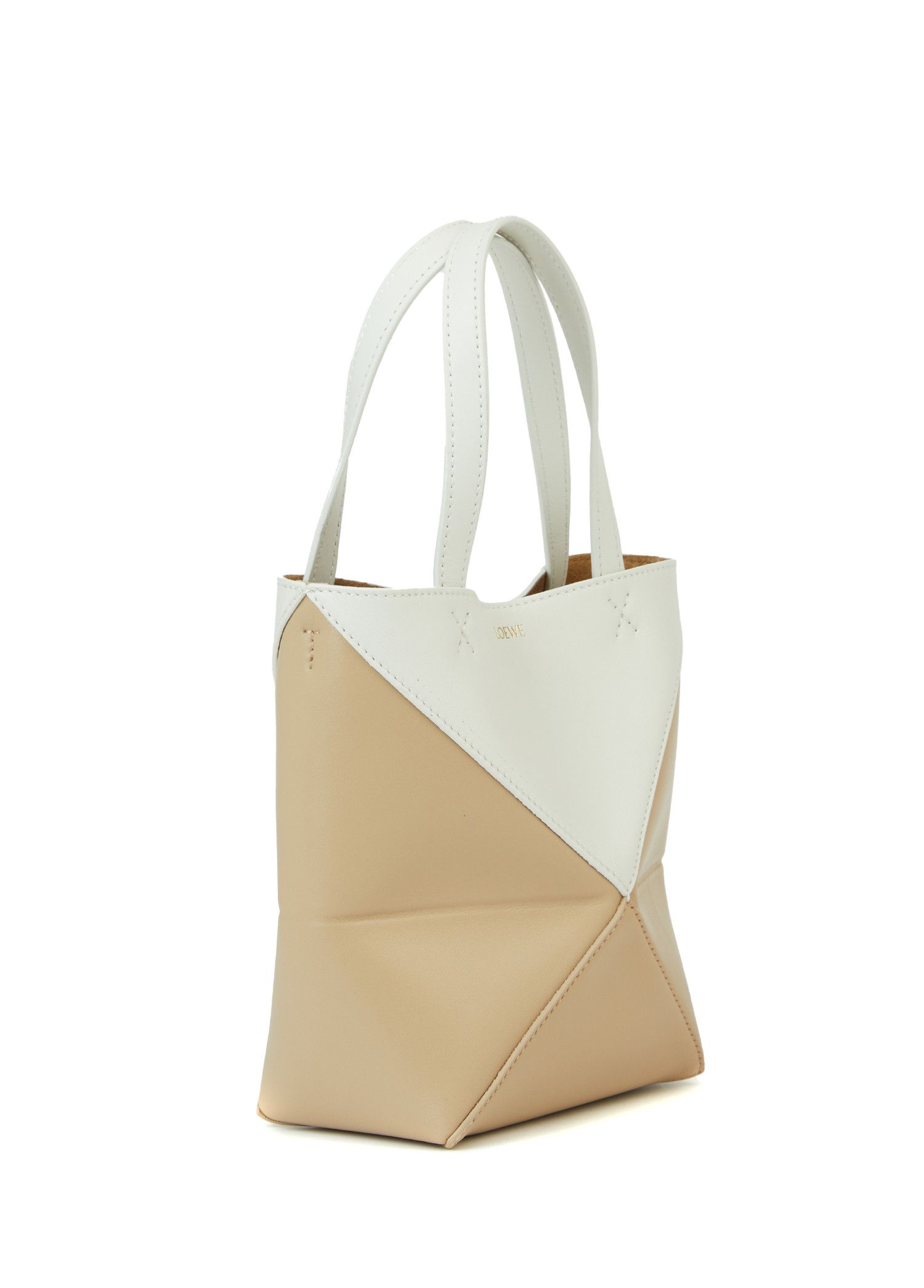Loewe LOEWE Puzzle Fold Mini beige & white leather tote bag NWT Size ONE SIZE - 3 Thumbnail