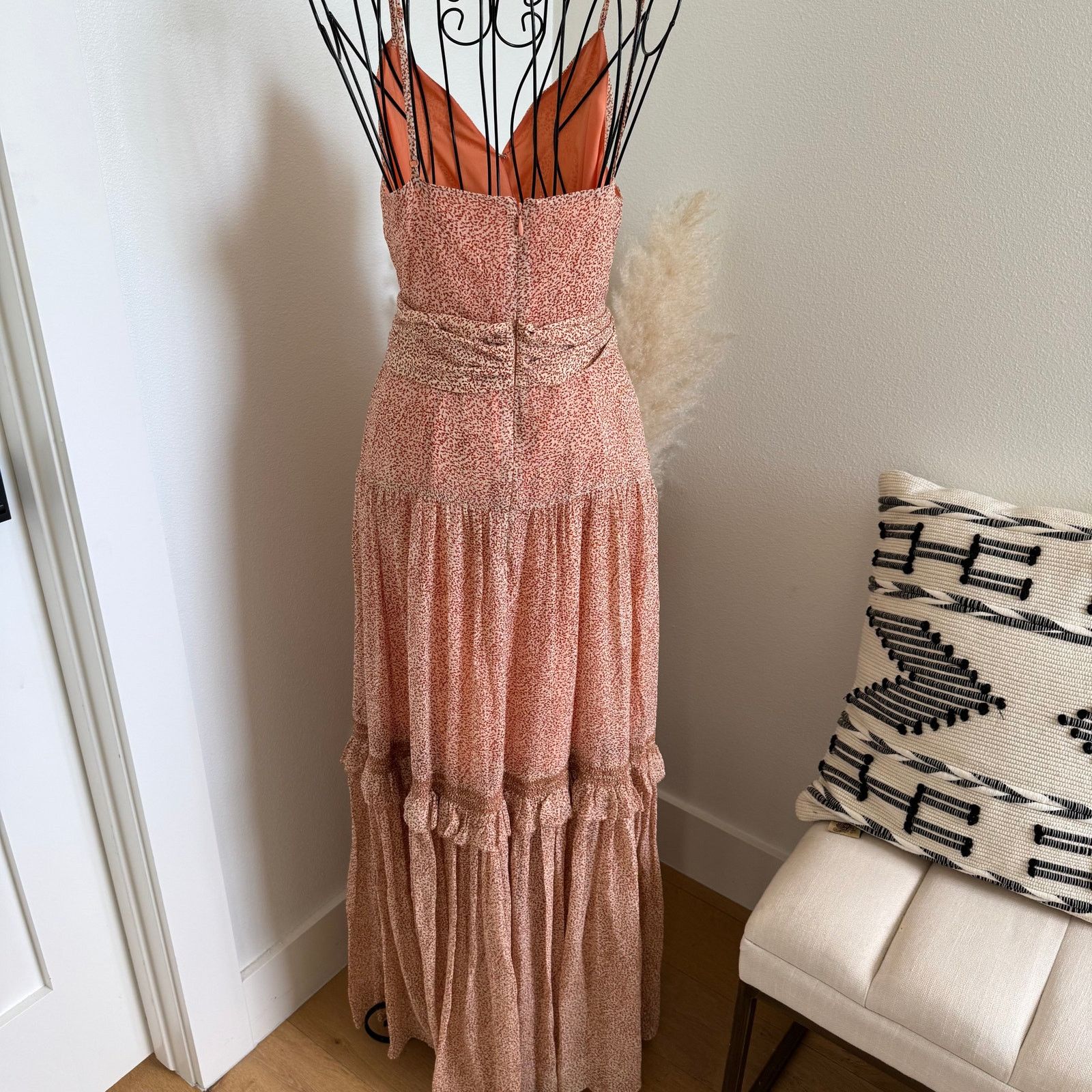 Jonathan Simkhai Simkhai Gia Printed Silk Crinkle Chiffon Tiered Maxi Dress Size S / US 4 / IT 40 - 6 Thumbnail