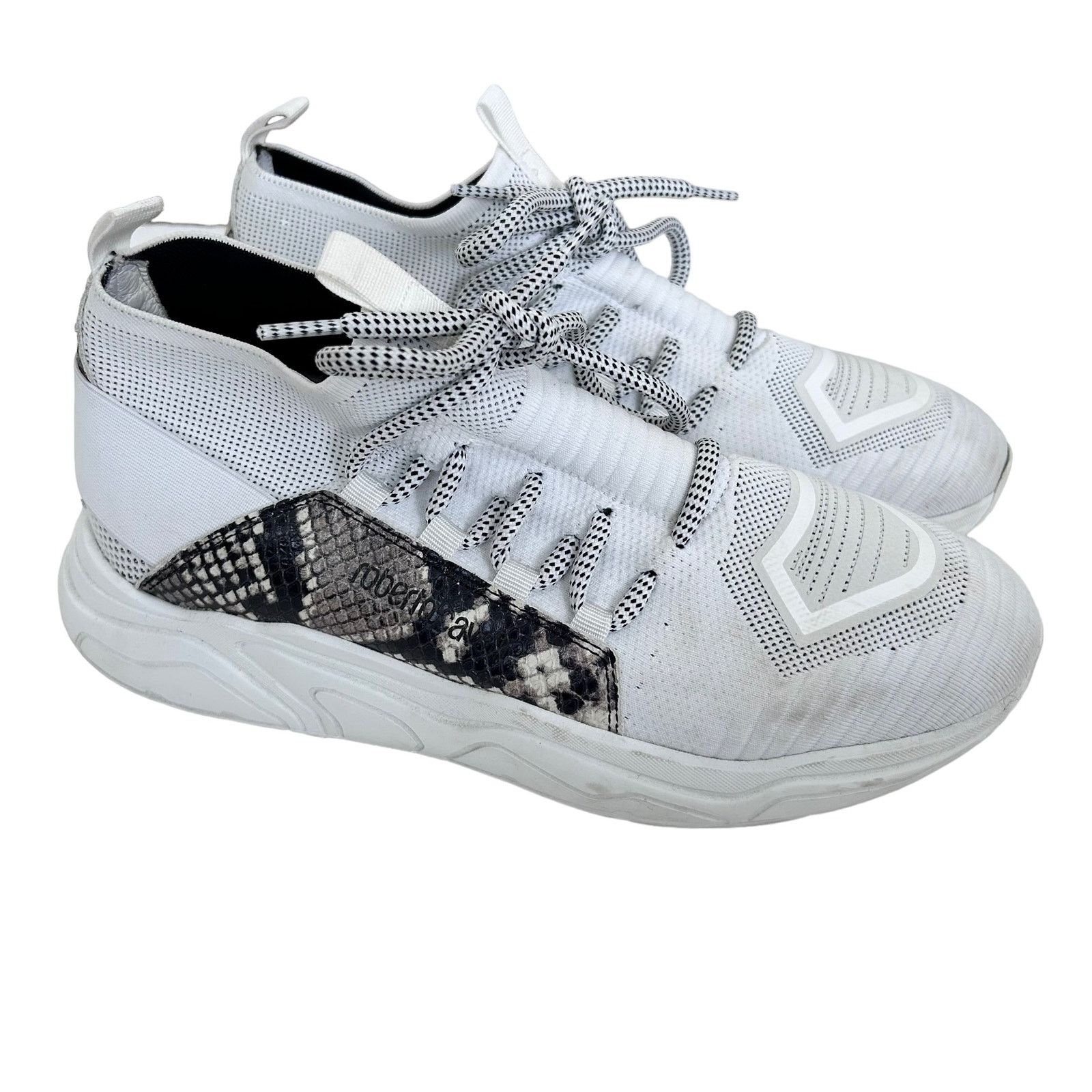 Roberto Cavalli Roberto Cavalli White Snakeskin Chunky Sock Sneakers Sz 11 Size US 11 / IT 41 - 1 Thumbnail