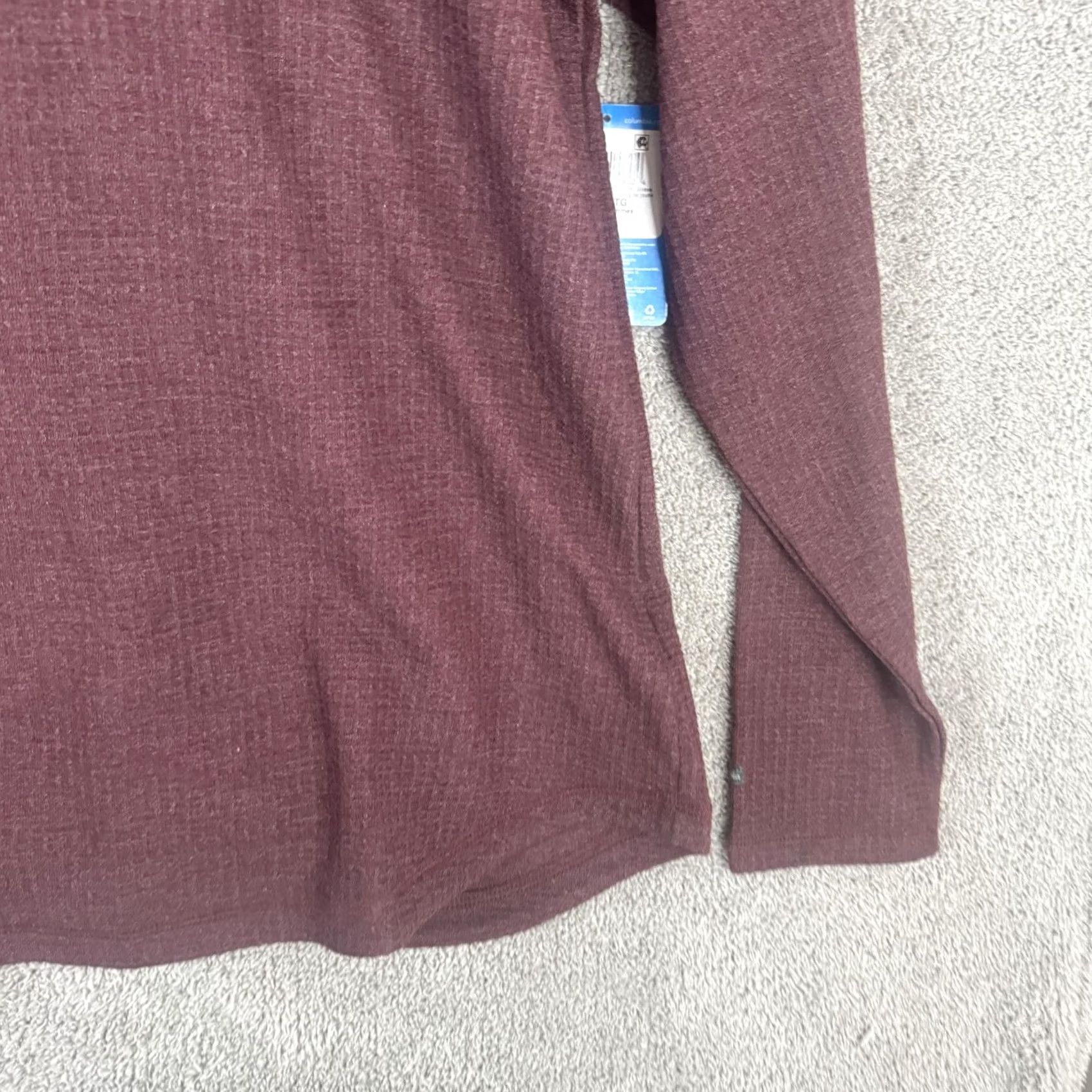 Vintage Columbia Womens 2XL Burgundy Red Waffle Knit Long Sleeve Crewneck Tee Shirt Size XXL / US 16-18 / IT 52-54 - 3 Thumbnail