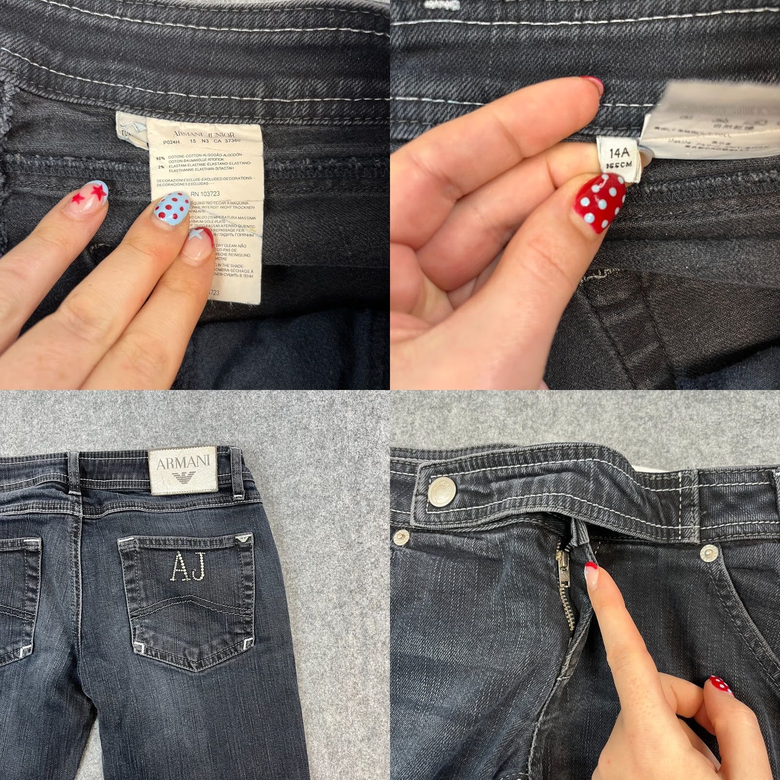 Vintage Armani Jeans Jeans Slim Skinny 28 32 UK10 Blue Low Rise AJ Sequin Spellout Womens Style: Skinny Baggy? Size 32" / US 10 / IT 46 - 8 Thumbnail