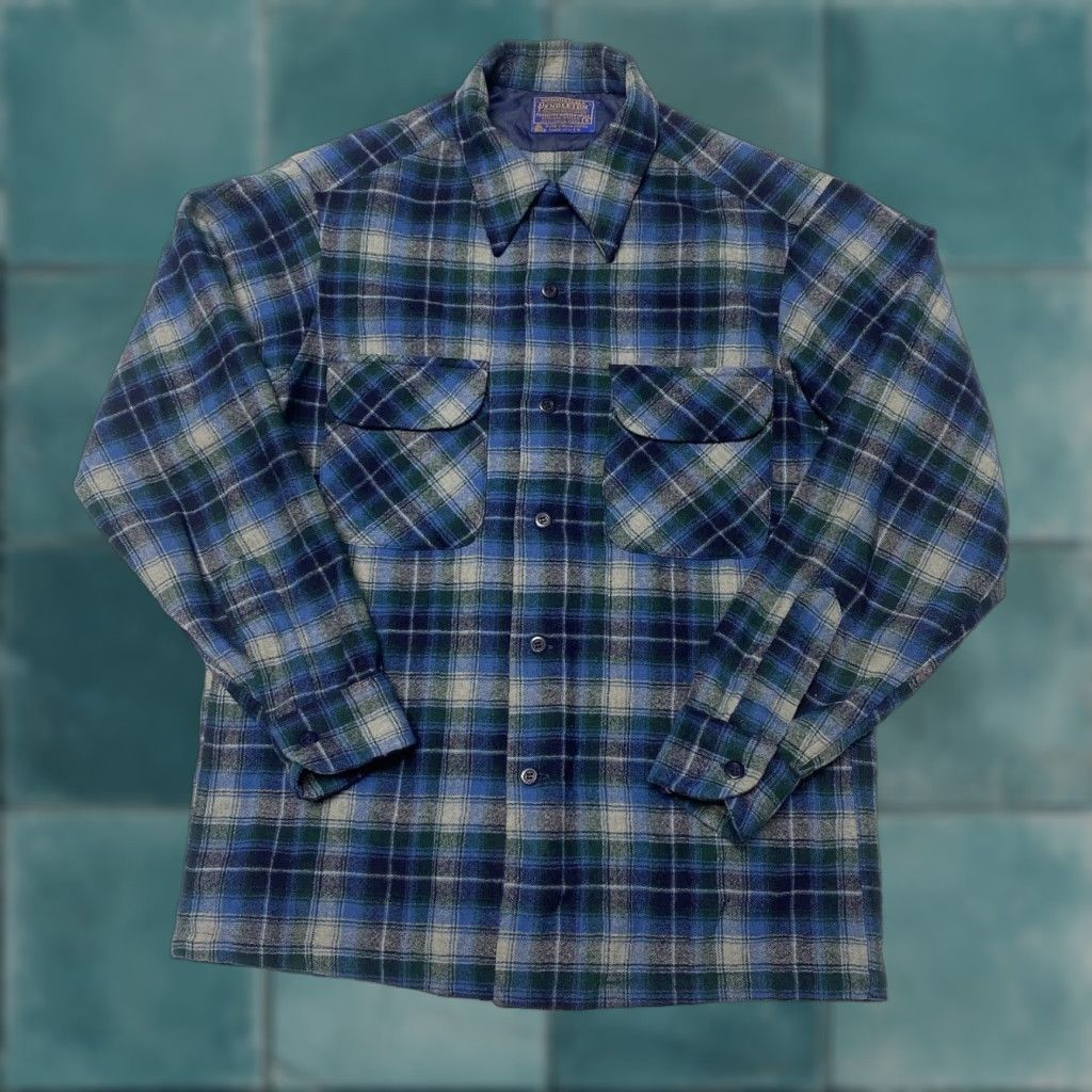 VINTAGE Pendleton Wool Plaid Button-Up Shirt Multicolor S 70s 80s