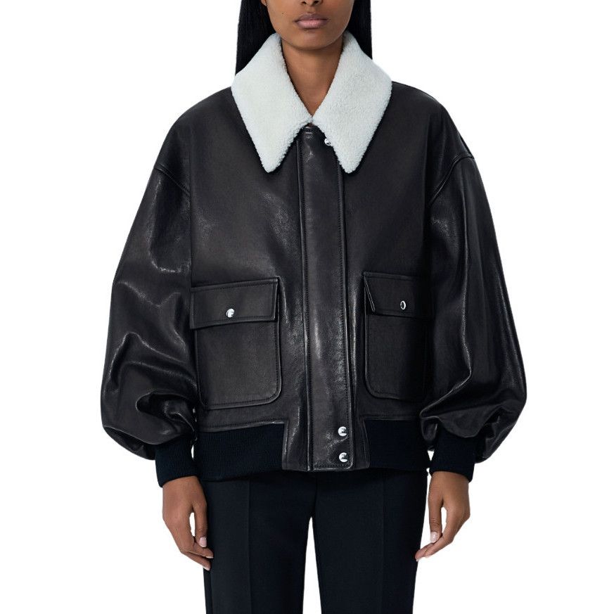 KHAITE KHAITE Shellar Black Leather Jacket New/Authentic (Women's s Size M / US 6-8 / IT 42-44 - 1 Thumbnail