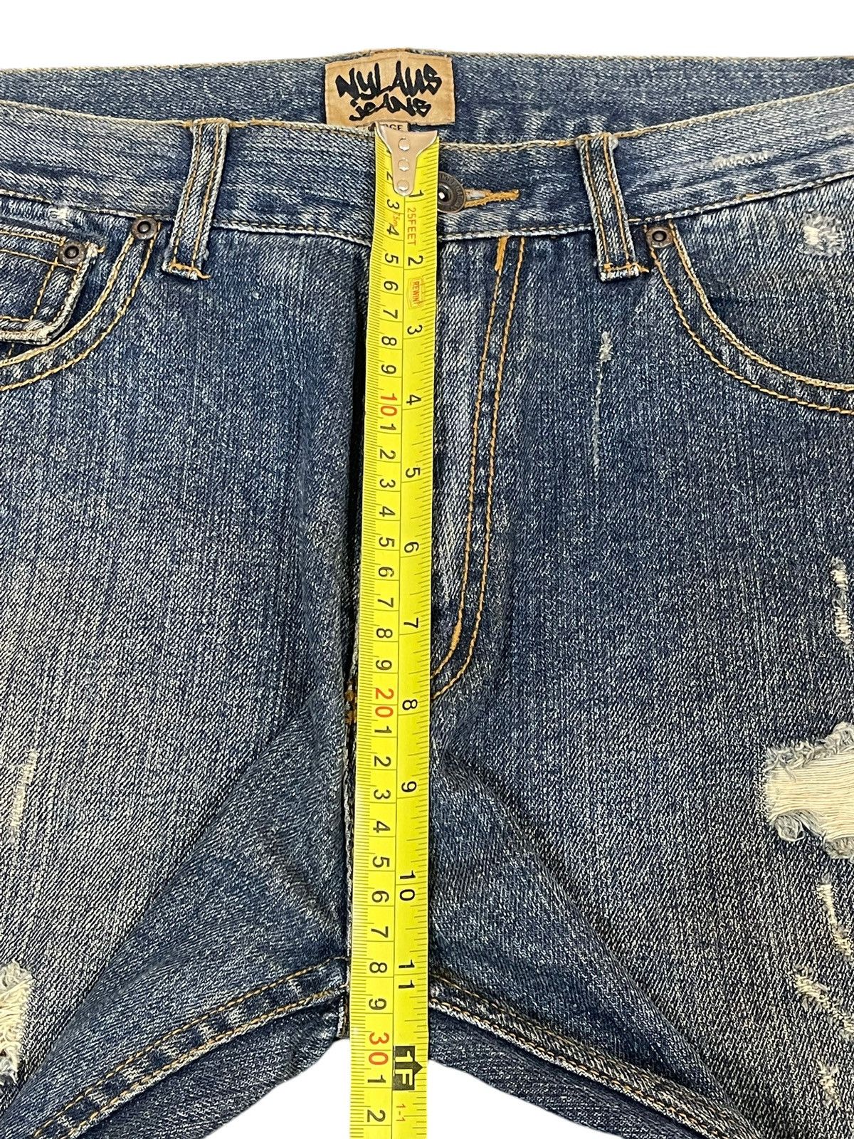 14th Addiction Vintage Japanese Nylaus Mud Wash Distressed Wide Leg Jeans Size US 32 / EU 48 - 16 Thumbnail