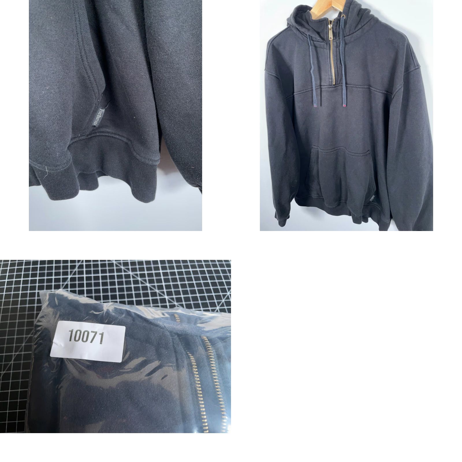 Vintage FiveBrother Hoodie Men 2XL Black Heavyweight Pullover Crew Neck Drawstring Pockets Size US XXL / EU 58 / 5 - 9 Thumbnail