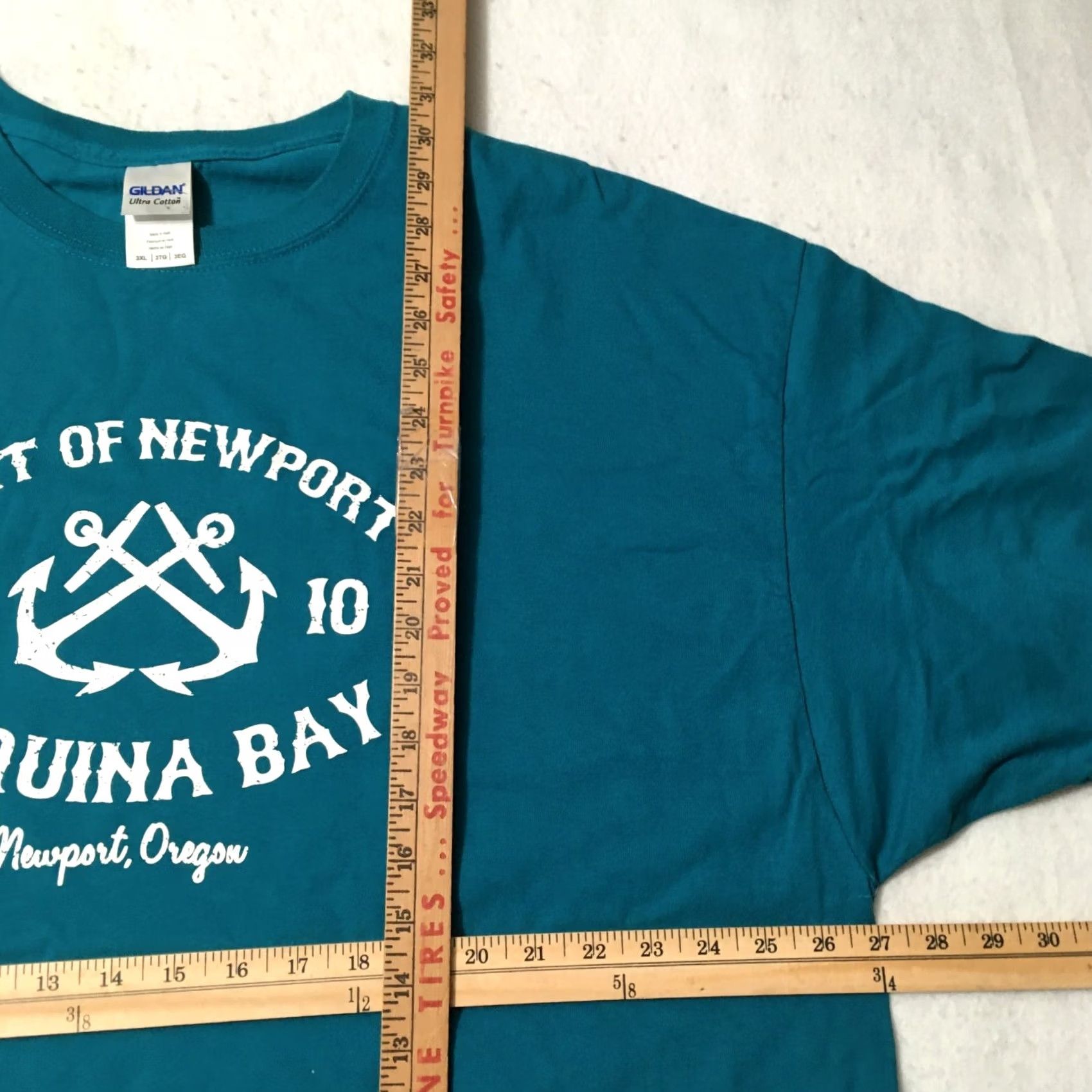 Gildan Oregon Ducks T Shirt Mens Oregon PORT OF NEWPORT Logo Tee Shirt BLUE 3XL Size US XXL / EU 58 / 5 - 4 Thumbnail