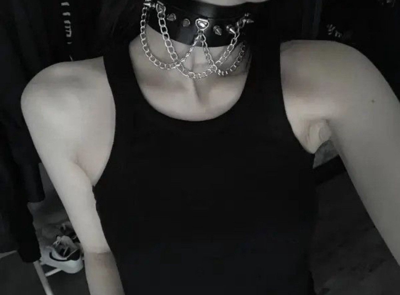 Japanese Brand Gothic Punk Emo Choker With Spikes Chain Size ONE SIZE - 2 Thumbnail