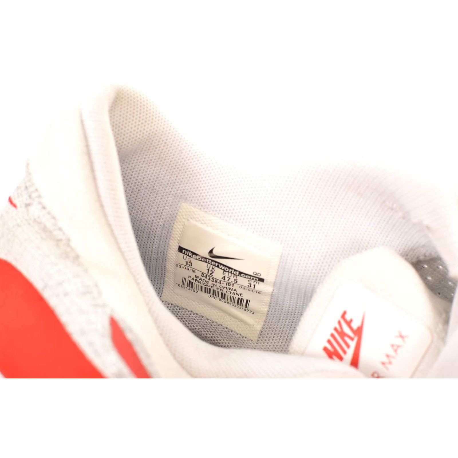 Nike Nike Air Max 1 Ultra Flyknit Sneakers 843384-101 Red 13 Mens Shoes Size US 13 / EU 46 - 8 Thumbnail