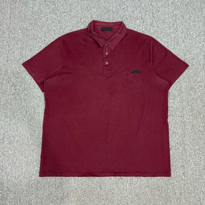 Prada Prada Burgundy Logo Short Sleeve Polo - dmc Size US XXL / EU 58 / 5 - 1 Thumbnail