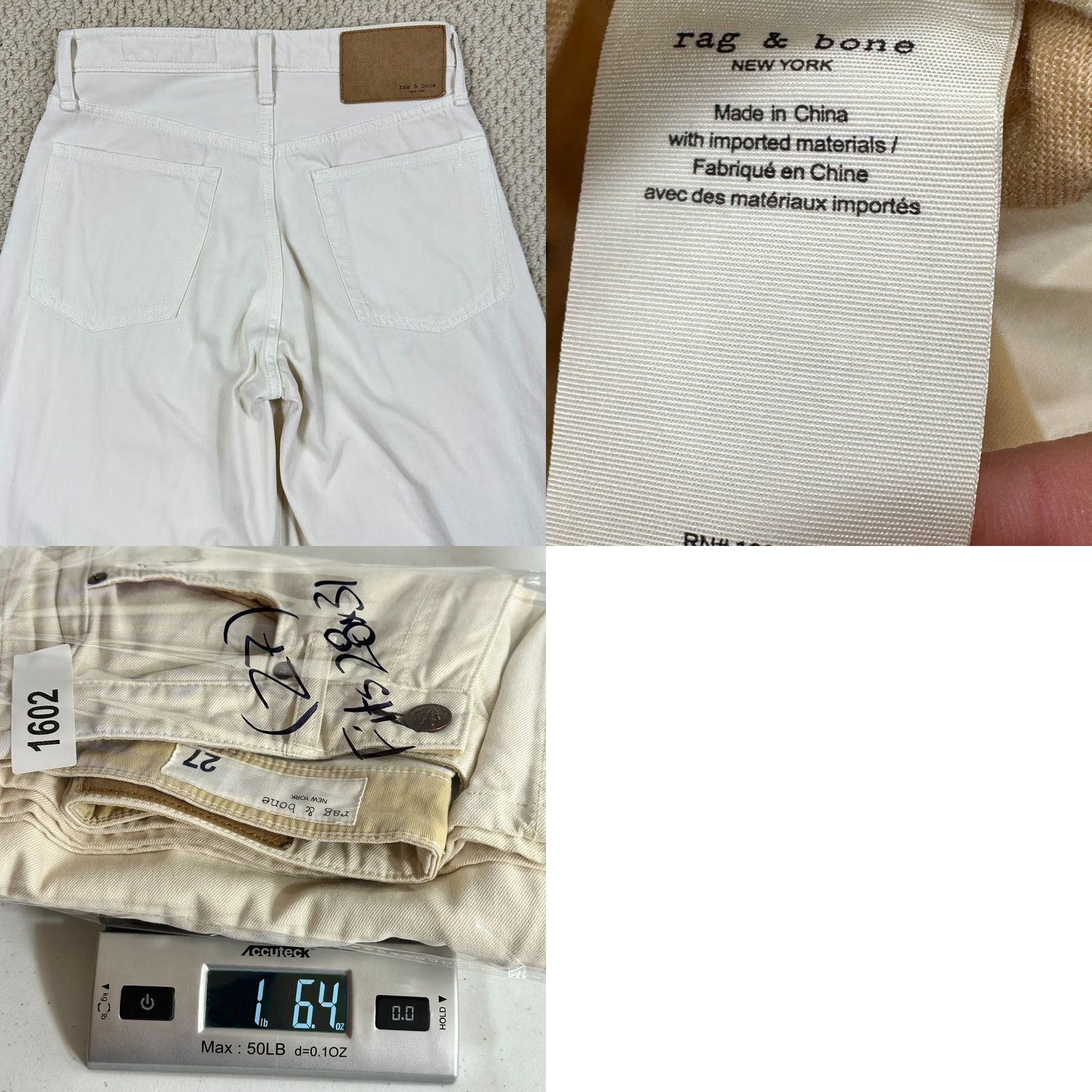 Rag & Bone Rag & Bone Sofie High Rise Ultra Wide Leg Jeans Ecru Womens 28x31 27 Size 27" / US 4 / IT 40 - 9 Thumbnail