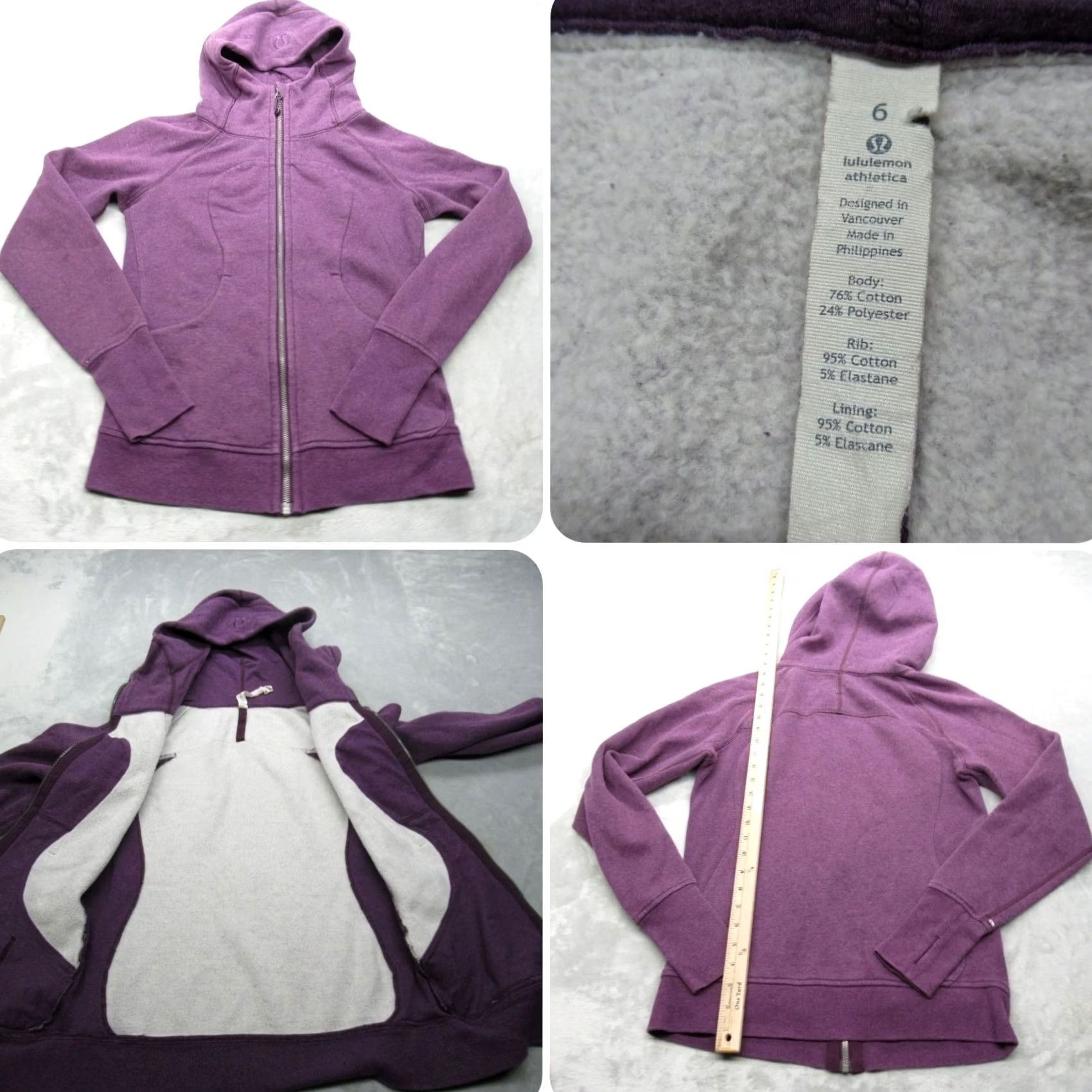 Lululemon Lululemon Athletica Scuba Hoodie Womens 6 Purple Fleece Full Zip Thumbholes Size M / US 6-8 / IT 42-44 - 2 Thumbnail