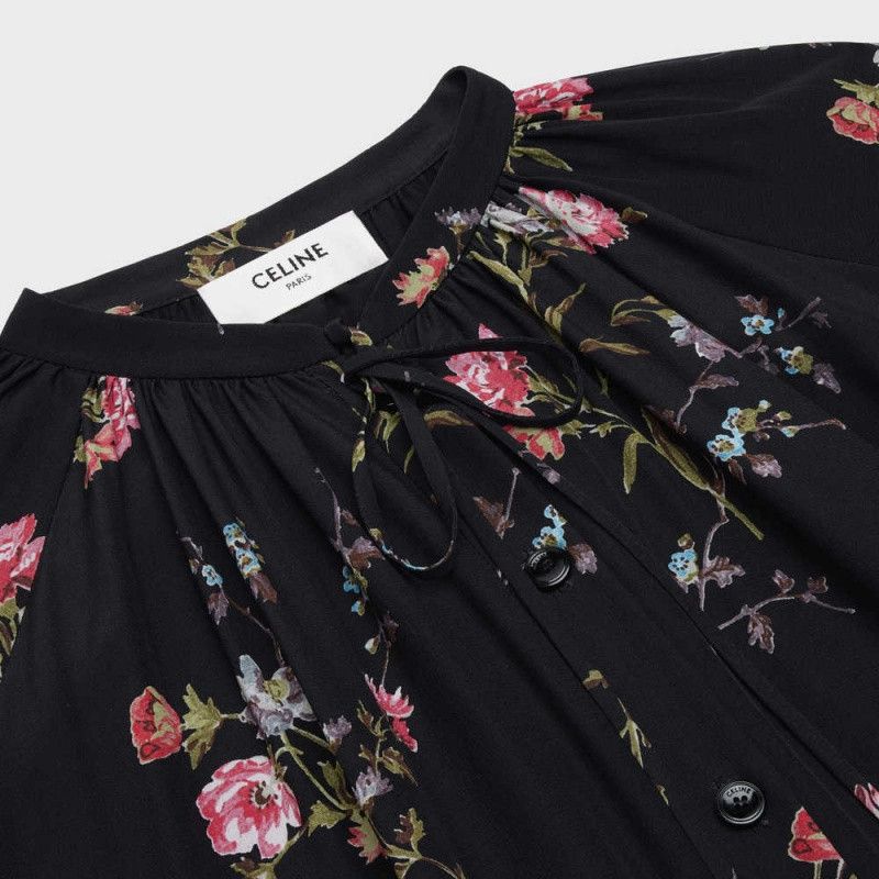 Celine o1bcso1str0824 Folk Dress In Crêpe De Chine in Multicolor Size XXS / US 00 / IT 34 - 3 Thumbnail