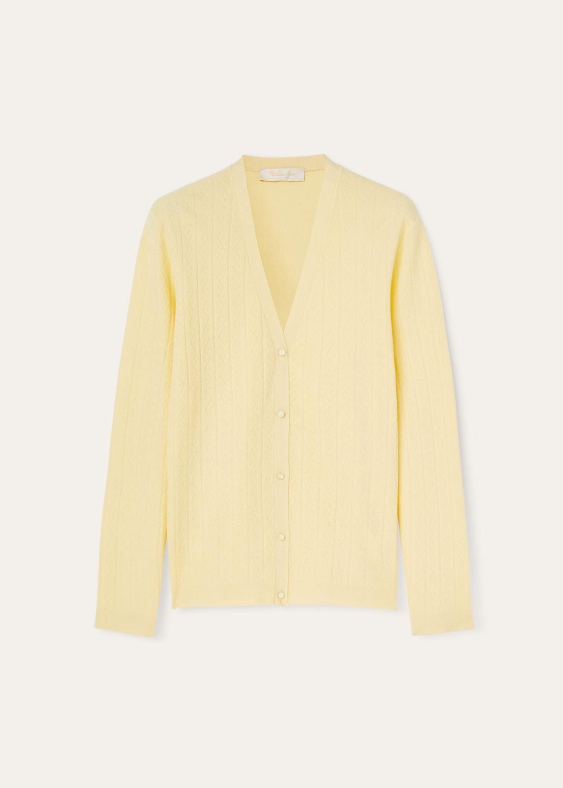 Loro Piana o1srvl11e0425 FAN6387 Cocooning Soft Cardigan in Yellow Size XS / US 0-2 / IT 36-38 - 1 Thumbnail