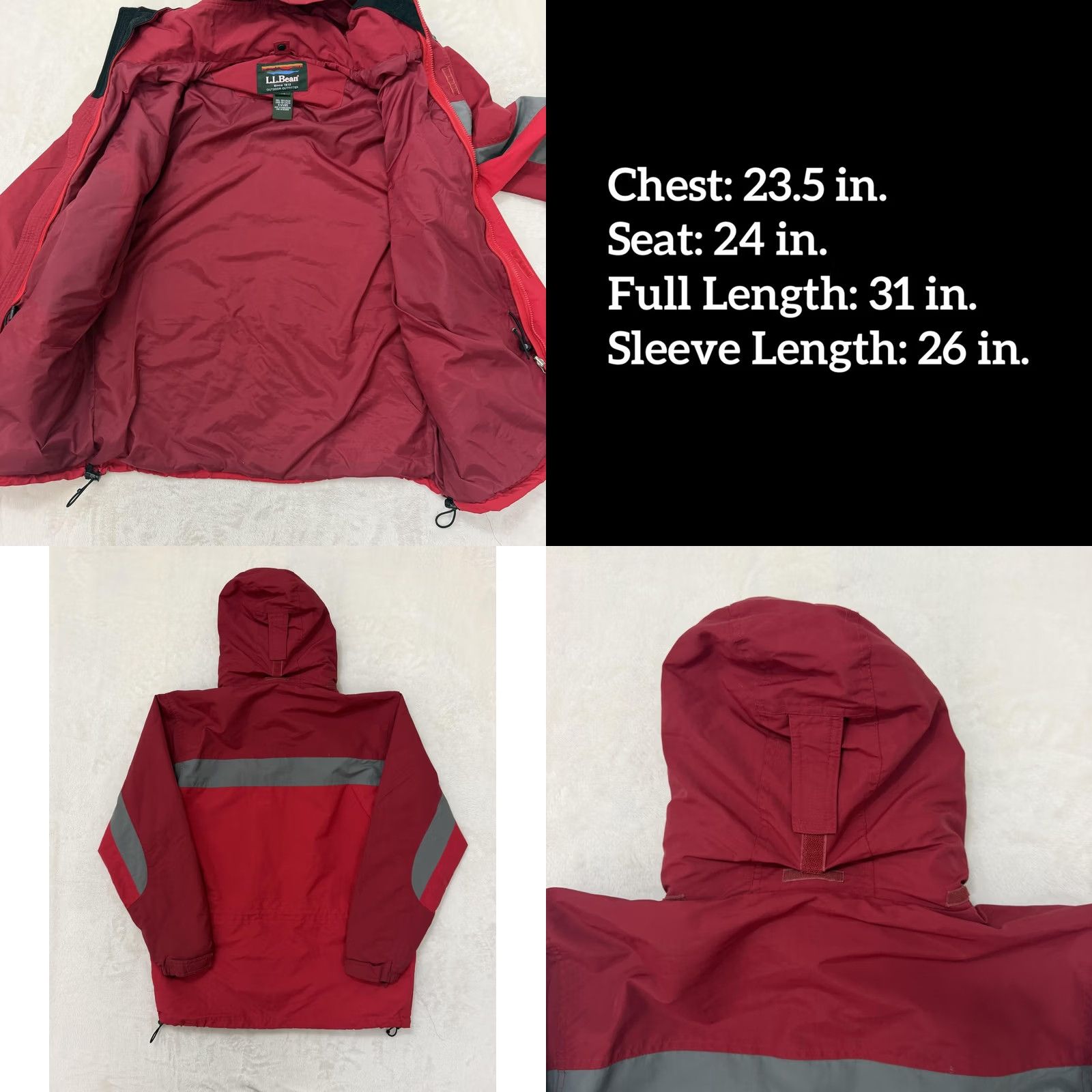 Vintage LL Bean Jacket Mens M Red Hooded Windbreaker Nylon Full Zip Outdoor Winter Branded Logo Zip Pockets Size US M / EU 48-50 / 2 - 8 Thumbnail