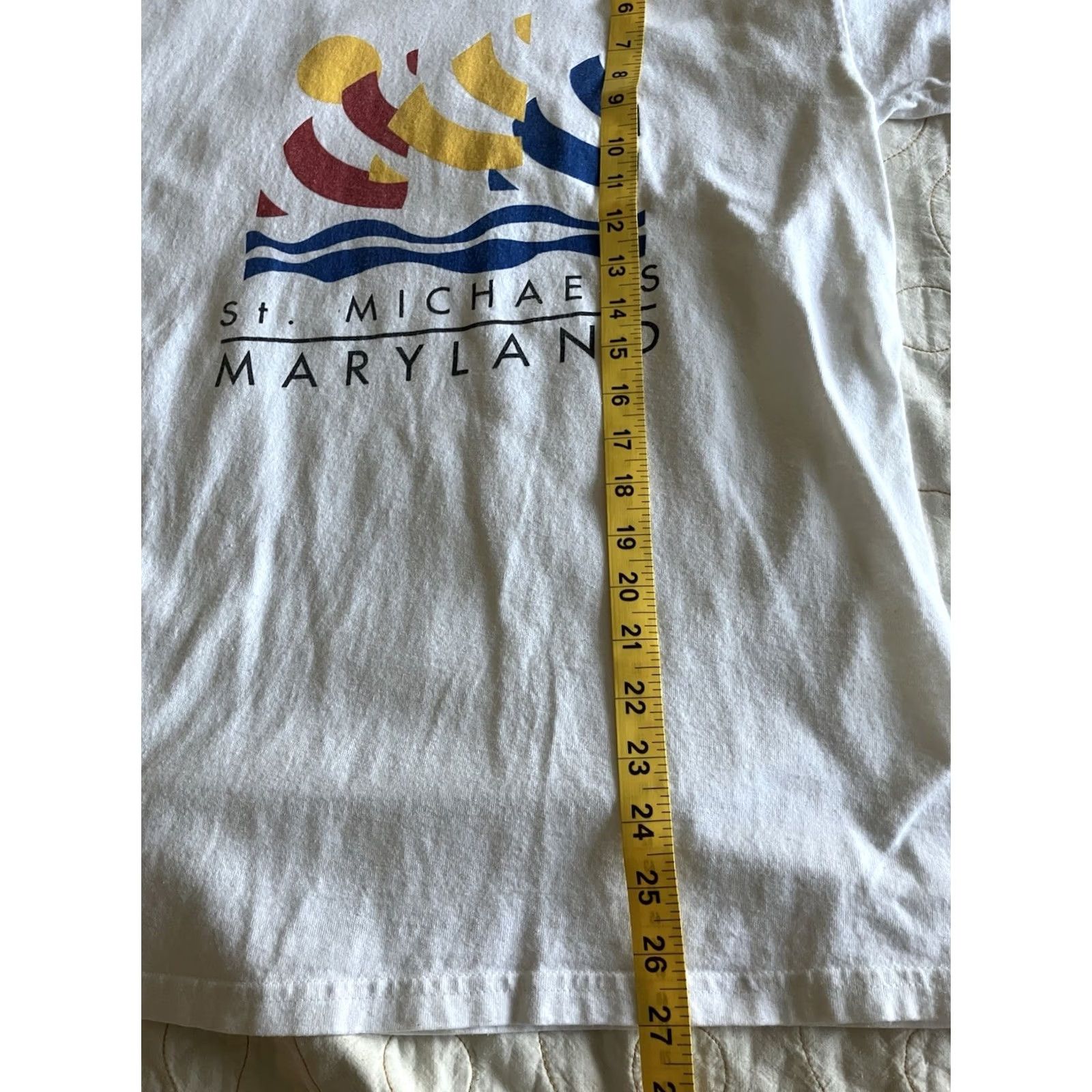 Gildan VINTAGE St. Michaels Maryland T Shirt M White Cotton Graphic Tee Unisex 1990s Sailing Ocean USA Vacation Clothing Size US M / EU 48-50 / 2 - 6 Thumbnail