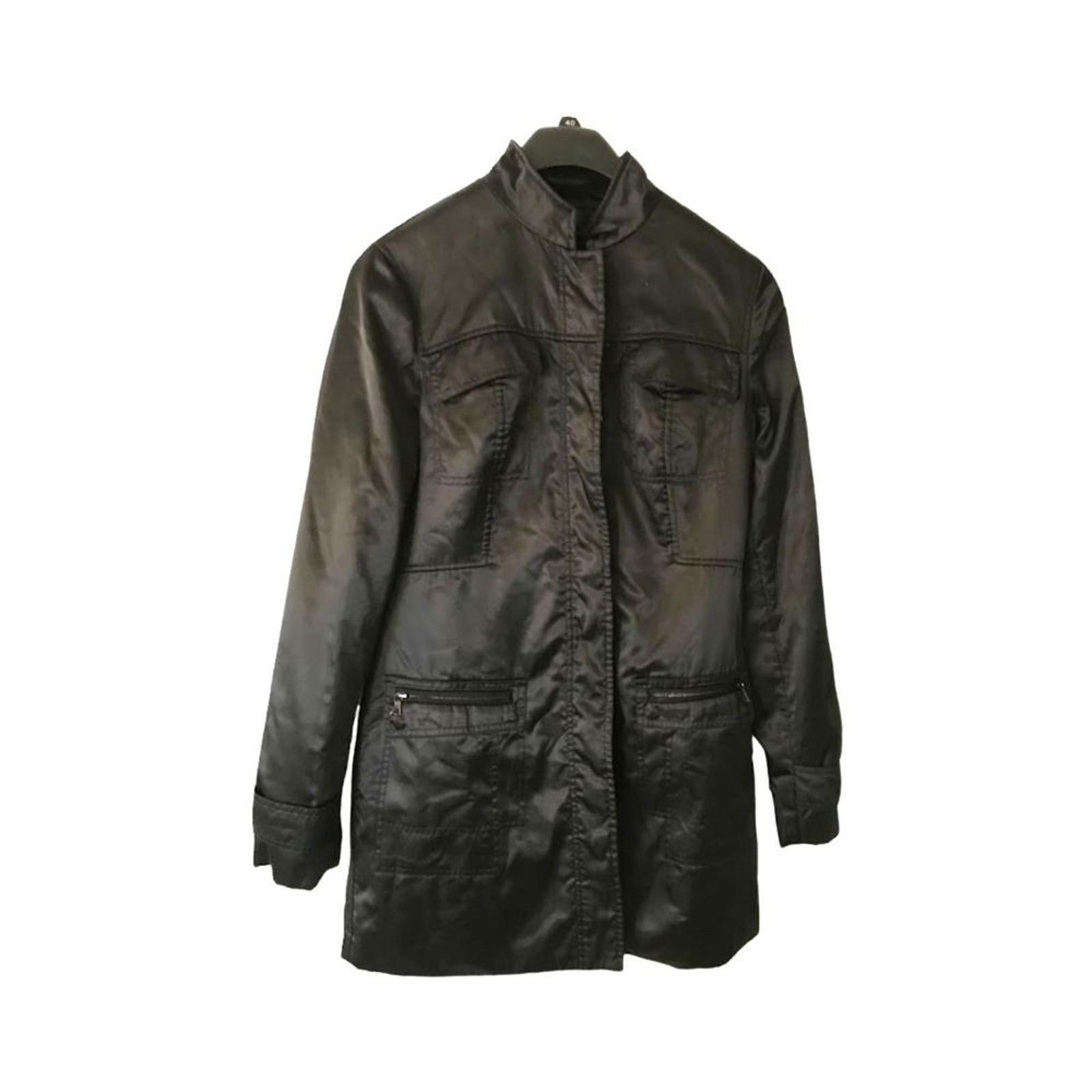 Elie Tahari Elie Tahari Women`s Jacket Coat Black Long Sleeve Sz M Size M / US 6-8 / IT 42-44 - 2 Thumbnail