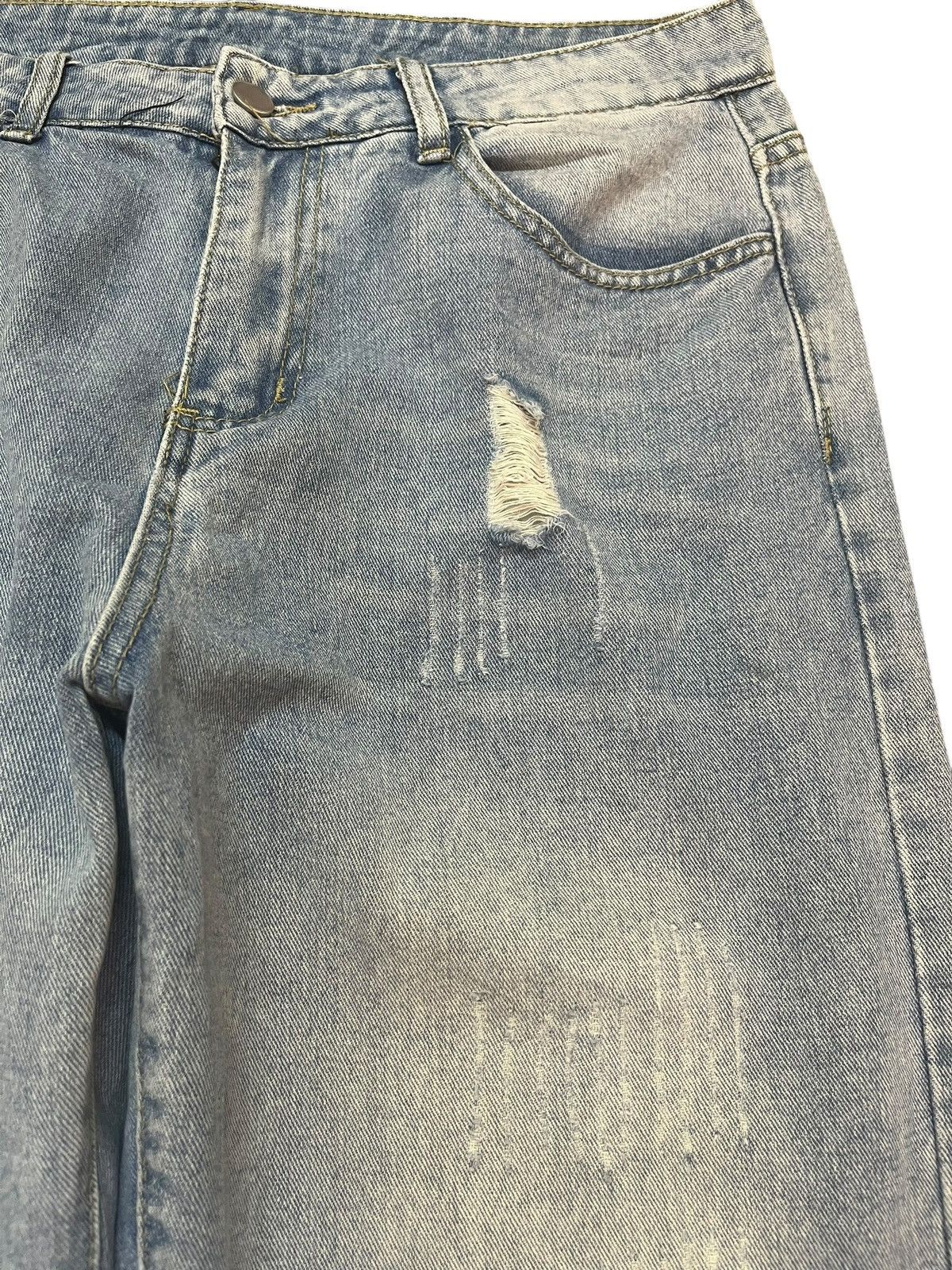 Shein Shein Wide Leg Baggy Grunge Distressed Denim Size US 33 - 6 Thumbnail
