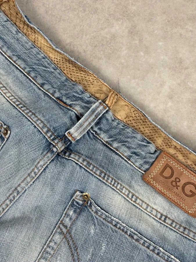 Dolce & Gabbana SS2006 Dolce & Gabbana Python Waist Distressed Denim Jeans Size US 33 - 9 Thumbnail