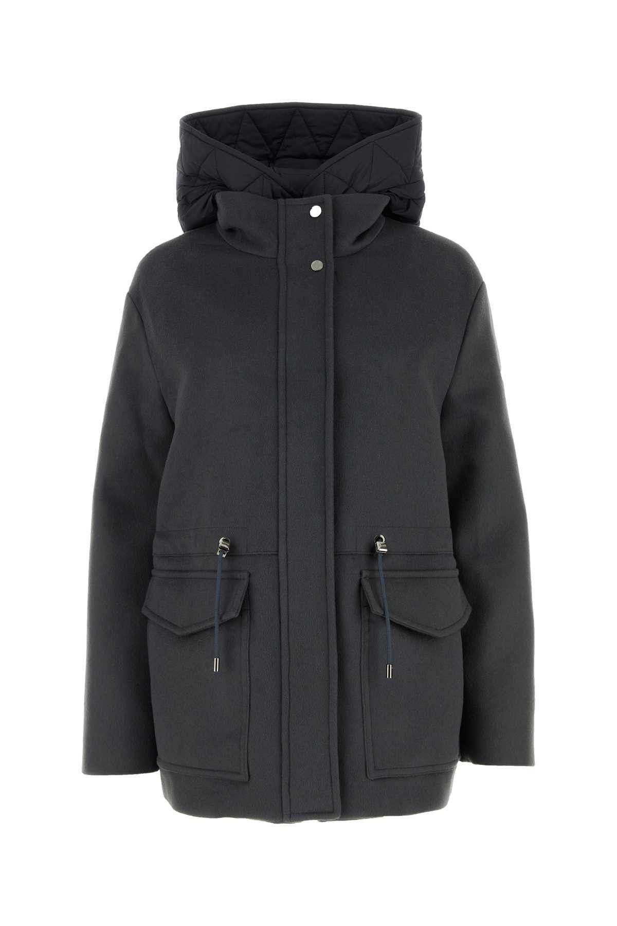 image of Moorer Charcoal Wool Blend Coat in Grey, Women's (Size Small)