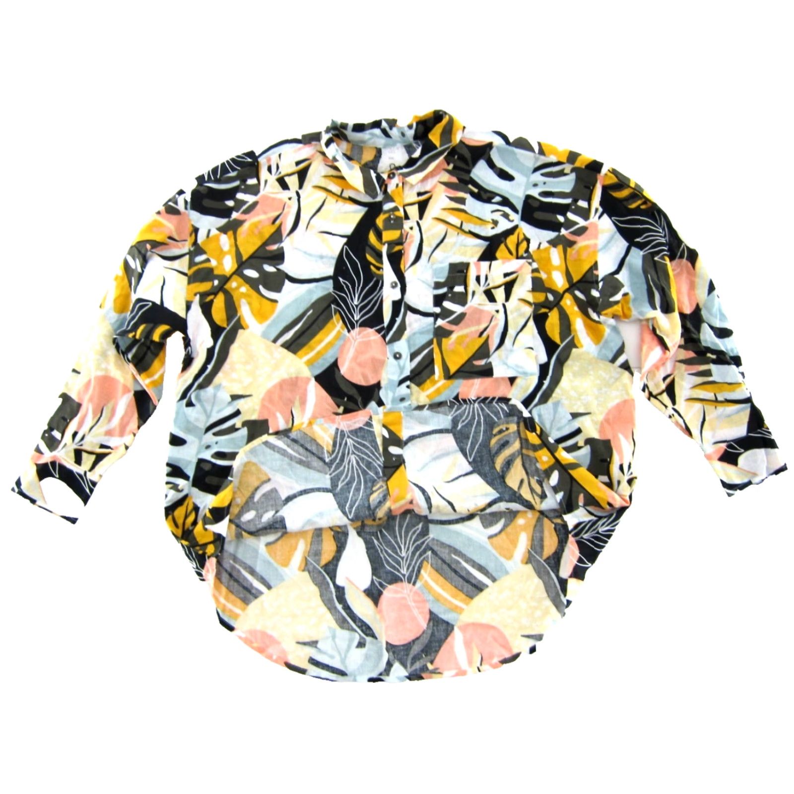 Vintage CALIA Blouse Shirt 2XL NWT Linen Rayon Green Floral Oversized Long Sleeve Button Up Women's Casual International Beach 90s Size XXL / US 16-18 / IT 52-54 - 5 Thumbnail