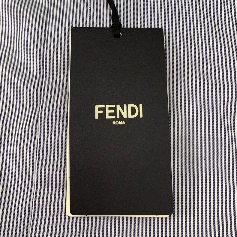 Fendi FENDI size 37 Blue logo embroidered spread collar striped c Size US M / EU 48-50 / 2 - 7 Thumbnail