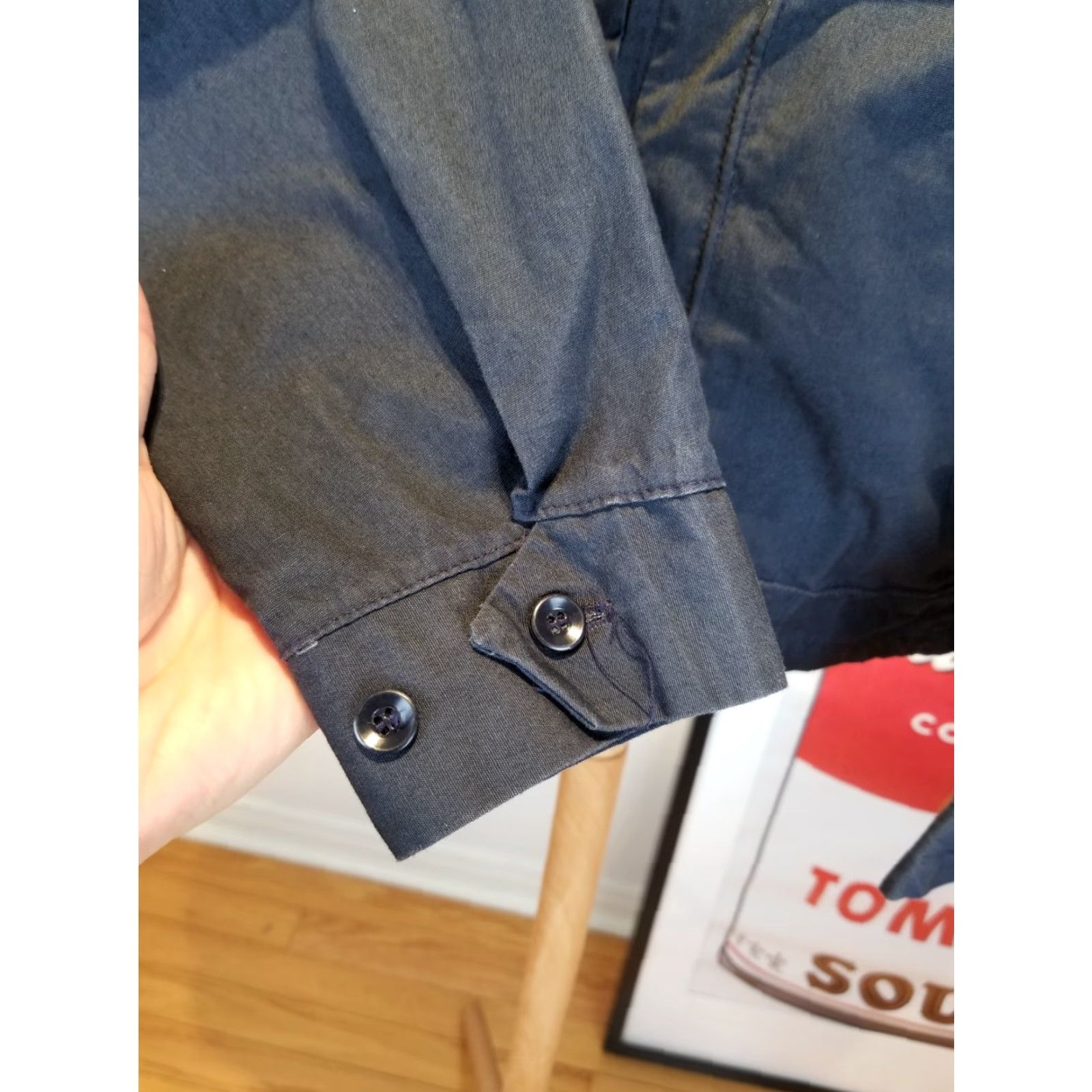 Vintage VINTAGE Sir Jac CONMATIC ZIPPER NAVY COTTON JACKET 50s 40 Mens Jacket Blue Cotton Bomber Cross Shoulder 18in Chest 21in Coast Guard Navy Blue Size US XXS / EU 40 - 6 Thumbnail