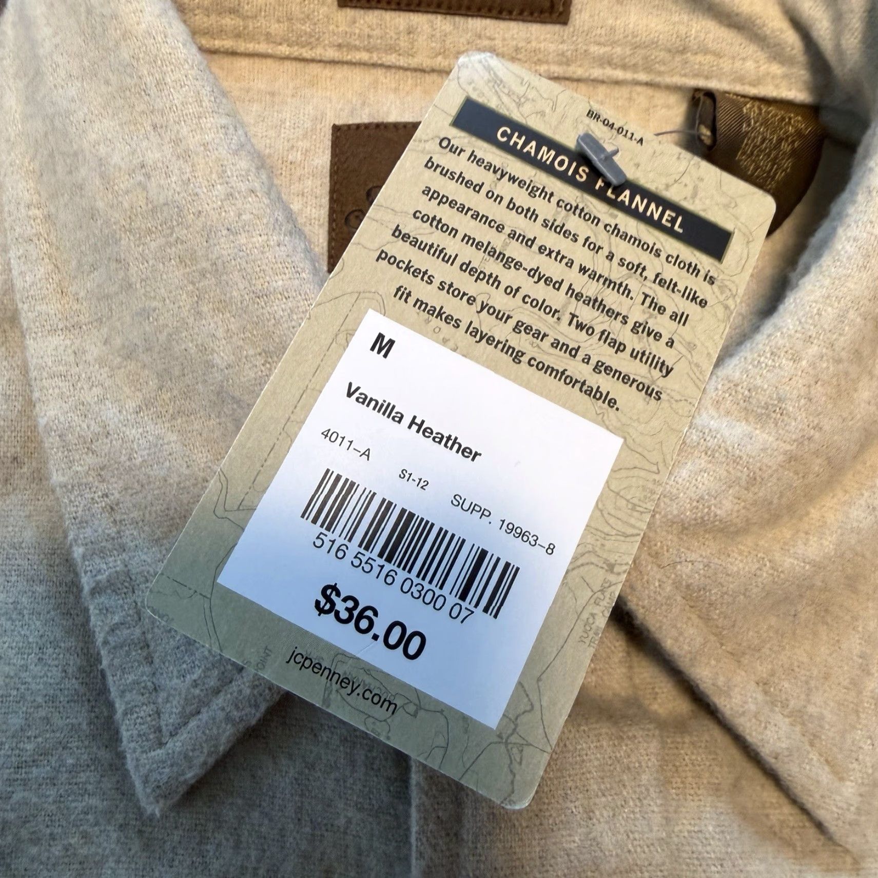 Vintage St. John's Bay Chamois Cloth Shirt Mens Medium Button-Up Vanilla Heather NWT Size US M / EU 48-50 / 2 - 6 Thumbnail