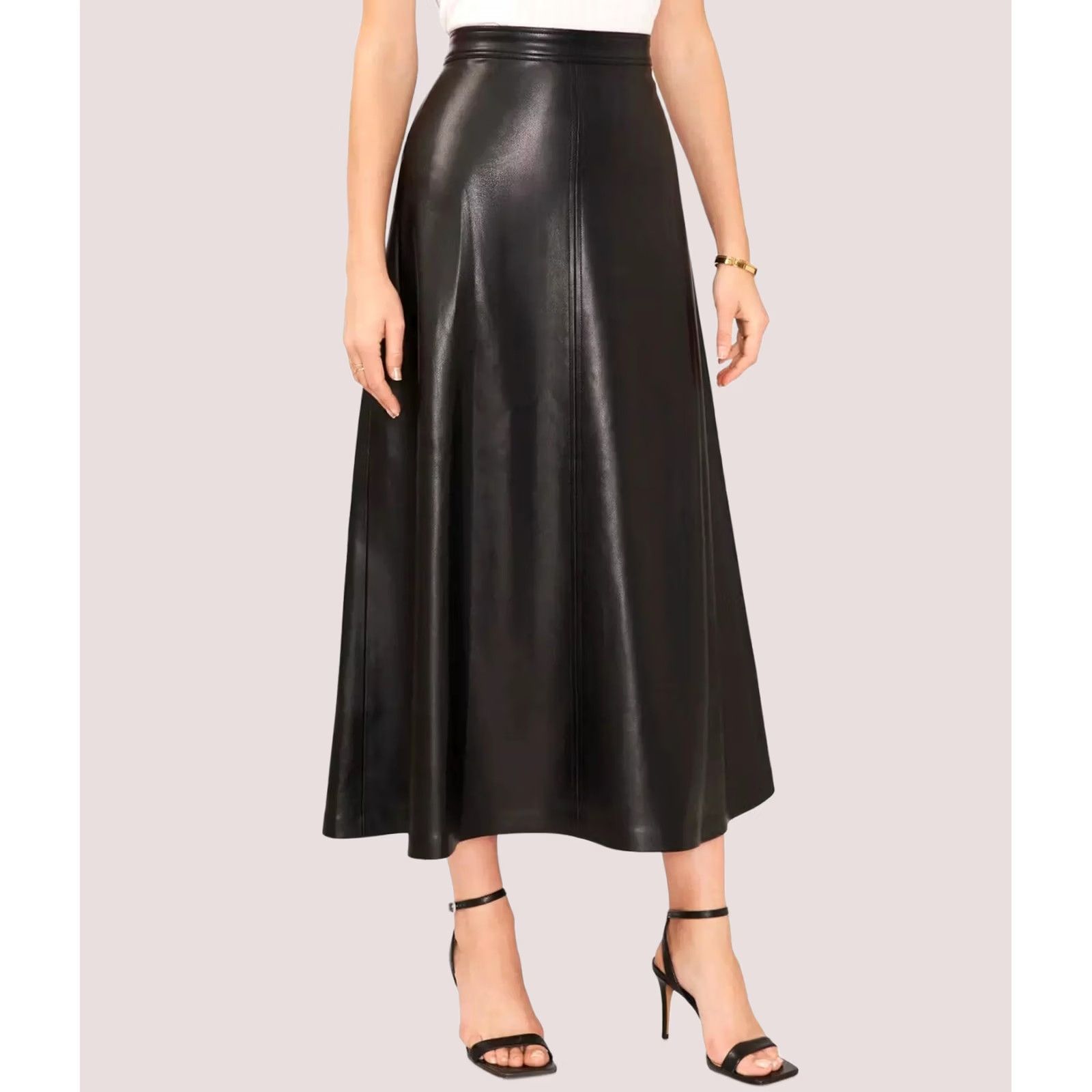 Vince Camuto Vince Camuto Womens Faux Leather A-line Skirt black S Size 28" / US 6 / IT 42 - 1 Thumbnail