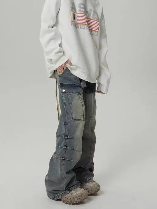 VIBE High Street Vintage Washed Ripped Micro Flare Jeans Size US 32 / EU 48 - 7 Thumbnail