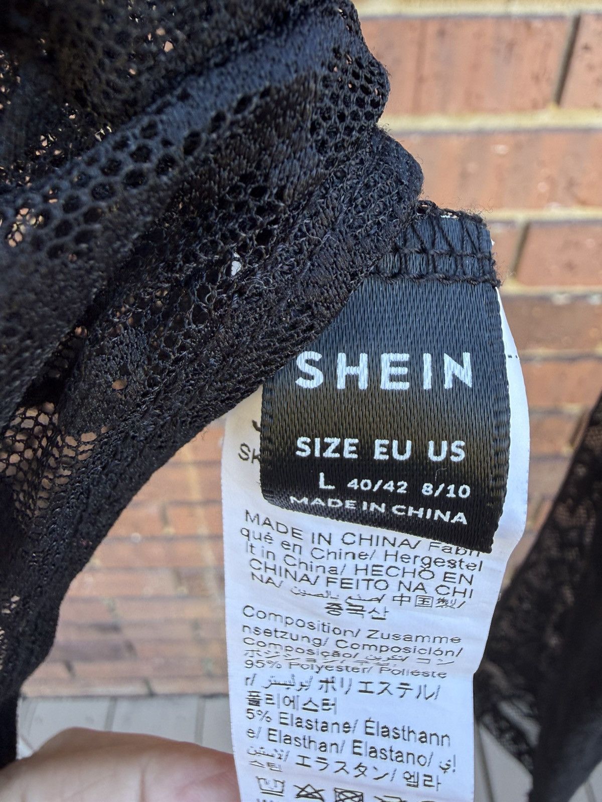 Shein Black Sheer Lace Mesh Long Sleeve Bodysuit Womens Size Large Size L / US 10 / IT 46 - 7 Thumbnail
