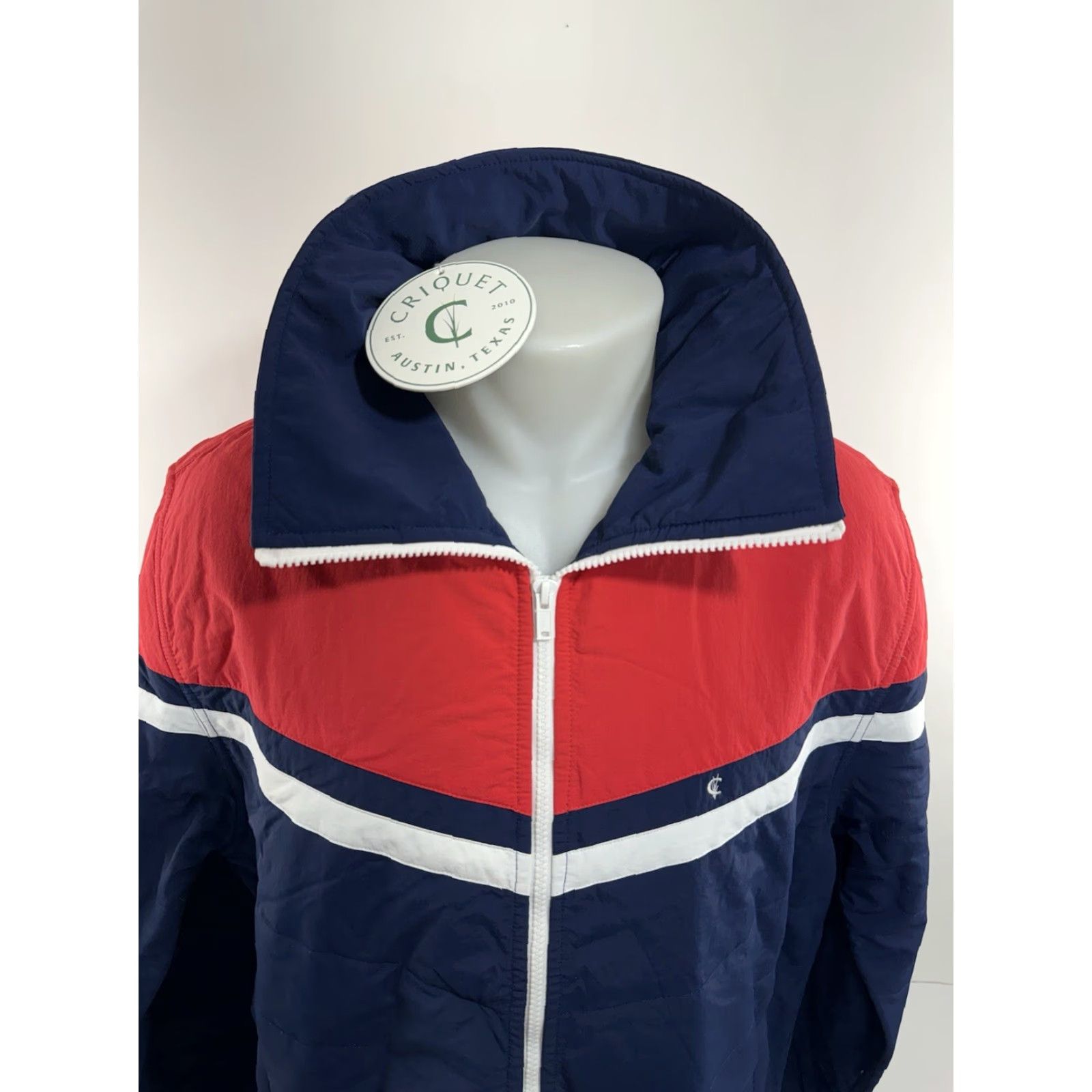 Vintage CRIQUET Jacket L Blue / Red / White Quilted Embroidered Ski Theme Apres Ski NEW w TAG - 2022 Quilt Embroidered L Jacket Mens Size US L / EU 52-54 / 3 - 3 Thumbnail