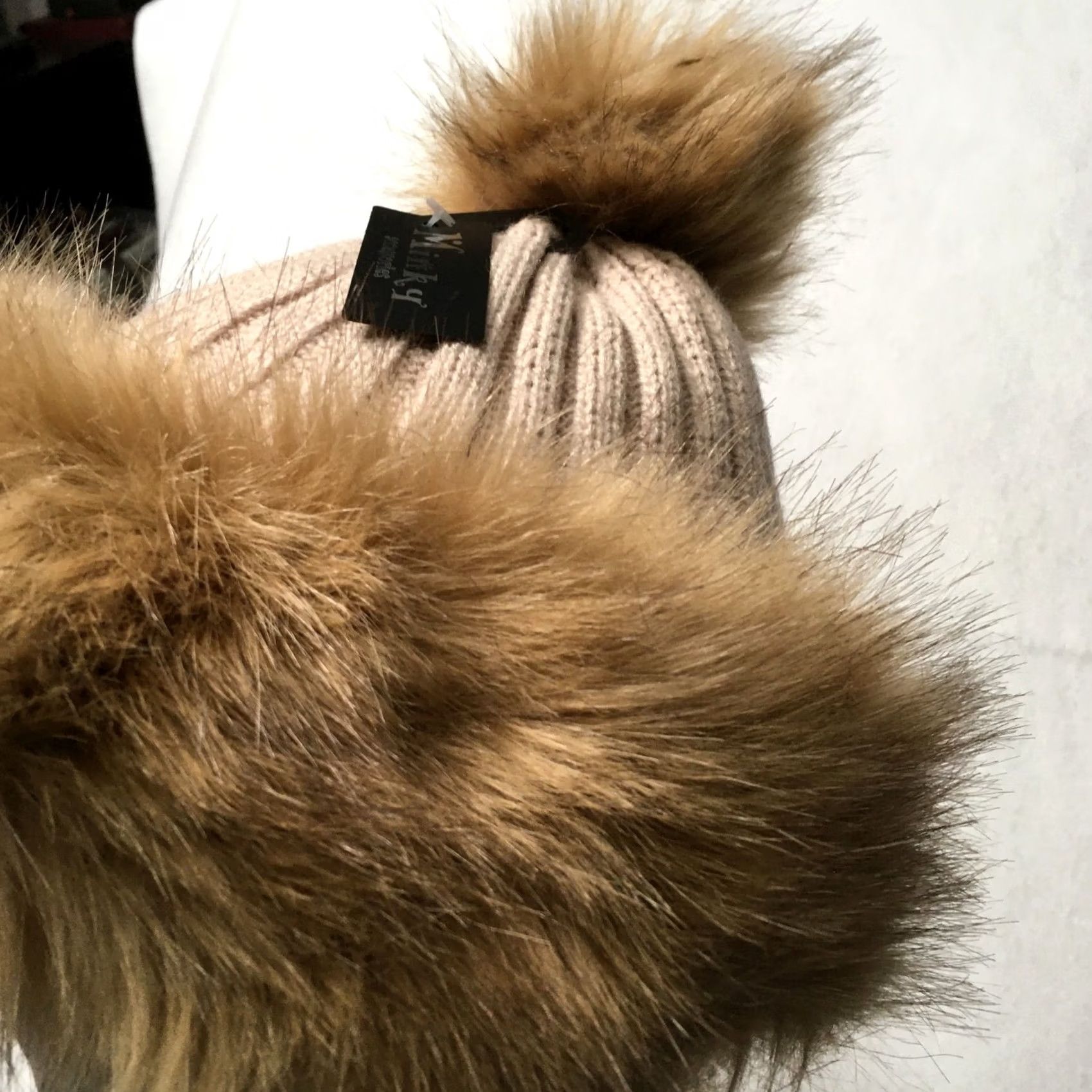 Vintage minky beige Knit Hat Beanie Faux Fur Trim Winter Warm Cute Unisex Adults One Size Casual Winter Beanie Fur Trim Hats Mens Womens Boys Girls Size ONE SIZE - 5 Thumbnail