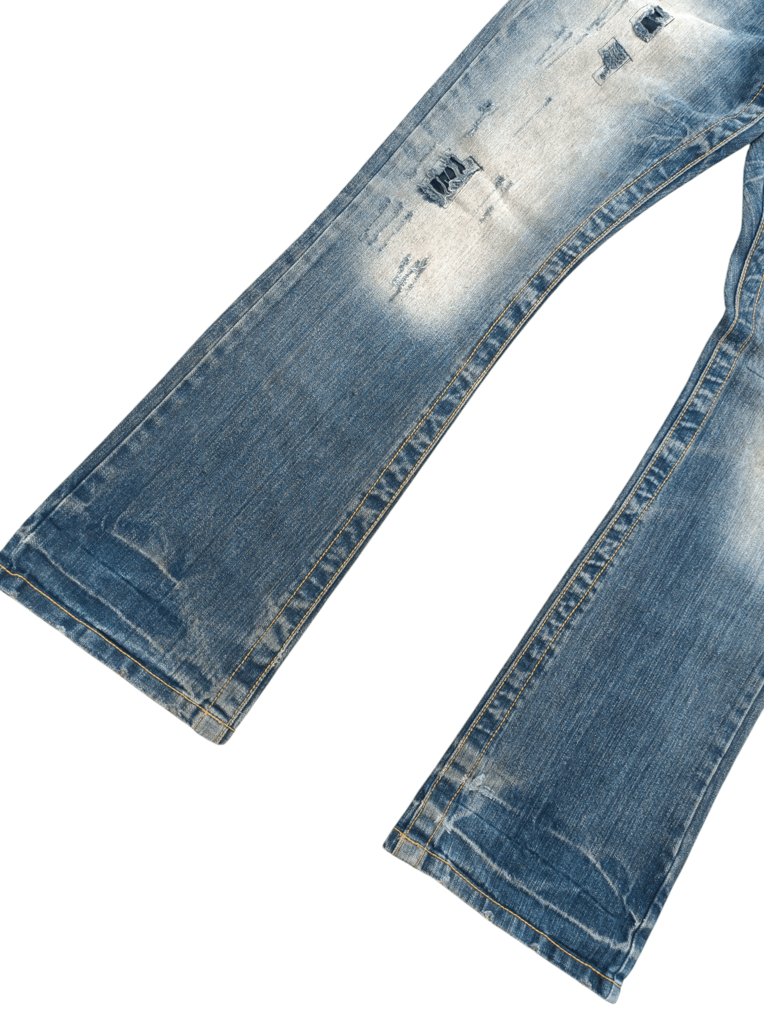 Japanese Brand FLARED🔥Japanese Brand LIMITED Distressed Buckle Back Denim Size US 32 / EU 48 - 3 Thumbnail