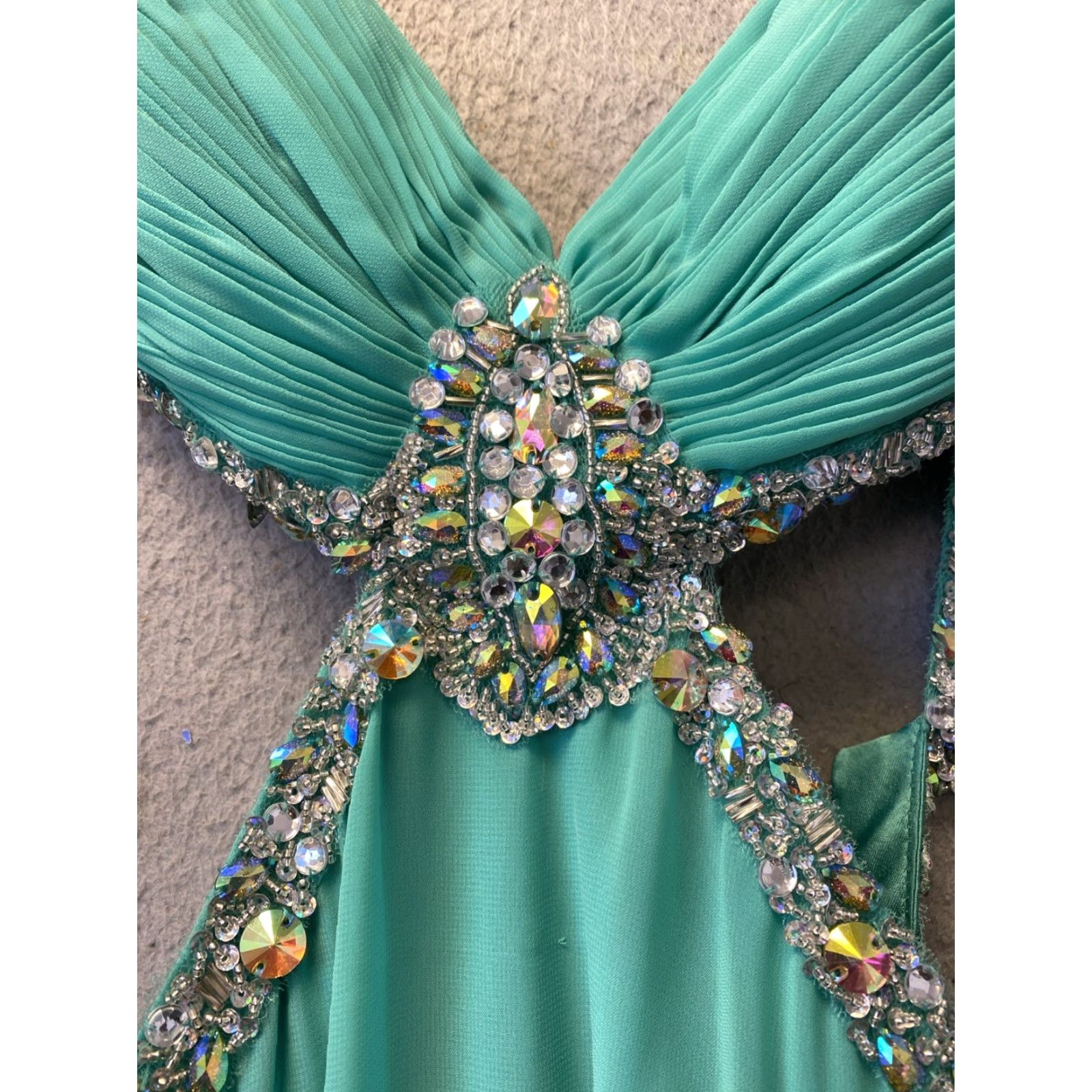Altea Cinderella Divine Dress Size 4 Teal Green Maxi Sleeveless Fit & Flare Long 65" Wedding Womens Size S / US 4 / IT 40 - 4 Thumbnail