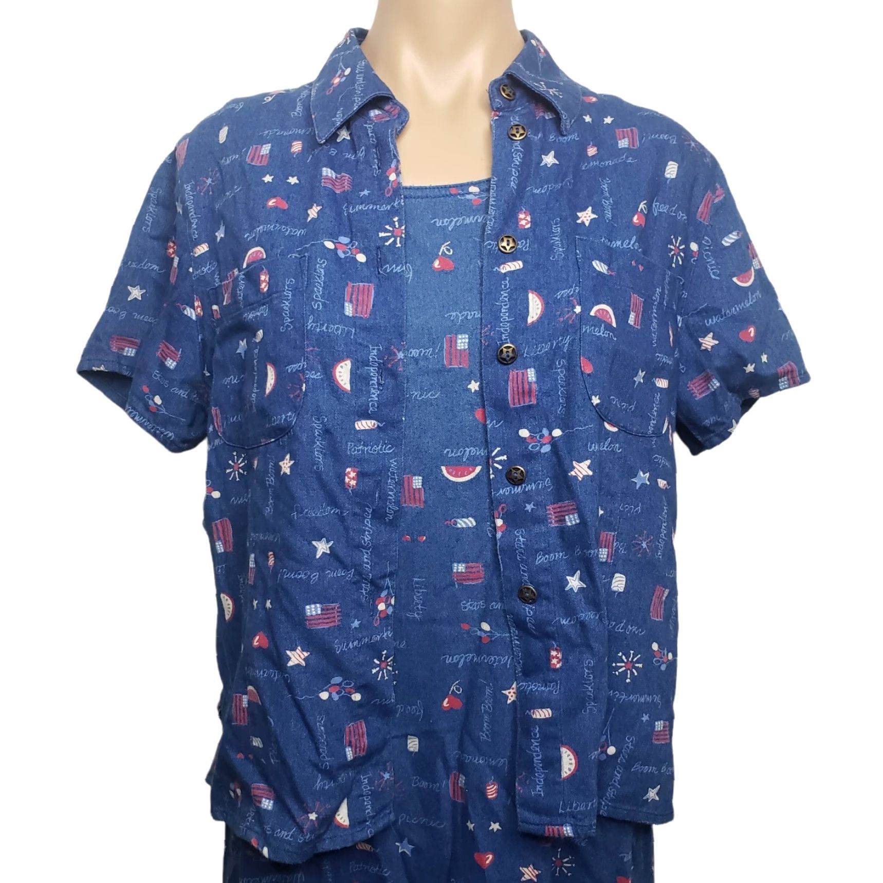 Vintage VINTAGE Koret City Blues Womens Dress Set Jumper Shirt Sleeveless Patriotic Size S 6-8 Blue 60% Cotton 40% Rayon Holiday 4th Of July Summer Womens Size S / US 4 / IT 40 - 2 Thumbnail