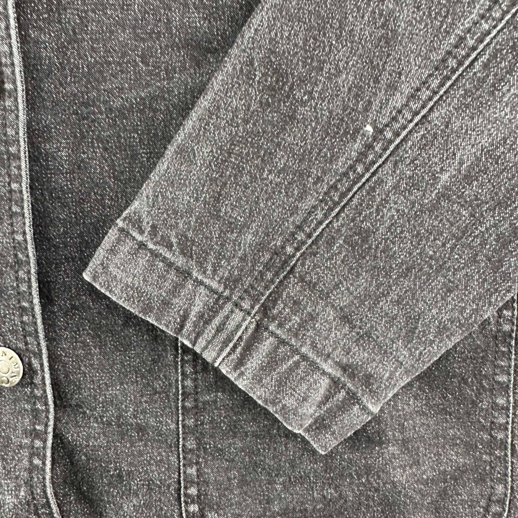 Denim & Co. VINTAGE Denim & Co Jacket Womens L Black Denim Coat Mid-Length Dark Wash 90s Biker Size 36" / US 14 / IT 50 - 5 Thumbnail