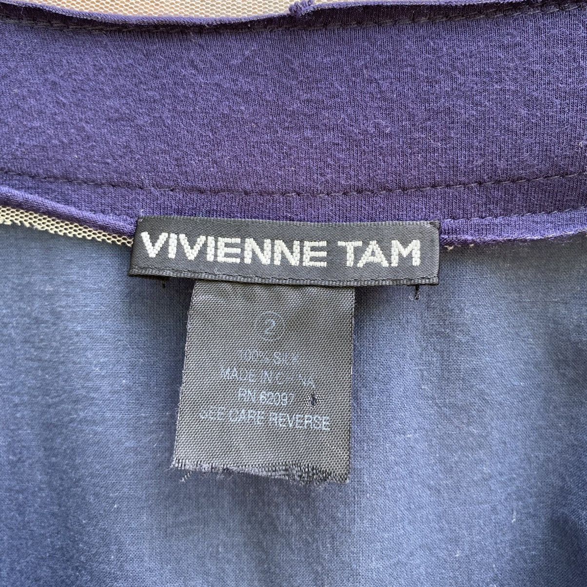 Vivienne Tam VIVIENNE TAM Boho Navy V-Neck Tunic Top Size XS / US 0-2 / IT 36-38 - 3 Thumbnail