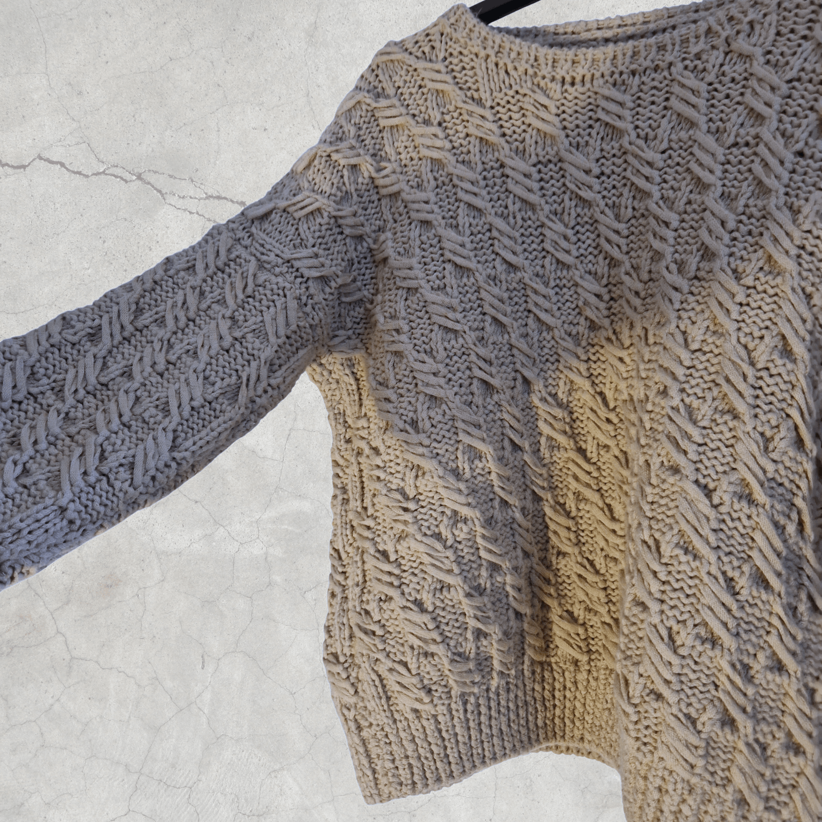 Handmade × Vintage HANDMADE VINTAGE Cable Knit Beige Jumper Chunky Sweater Size M / US 6-8 / IT 42-44 - 3 Thumbnail