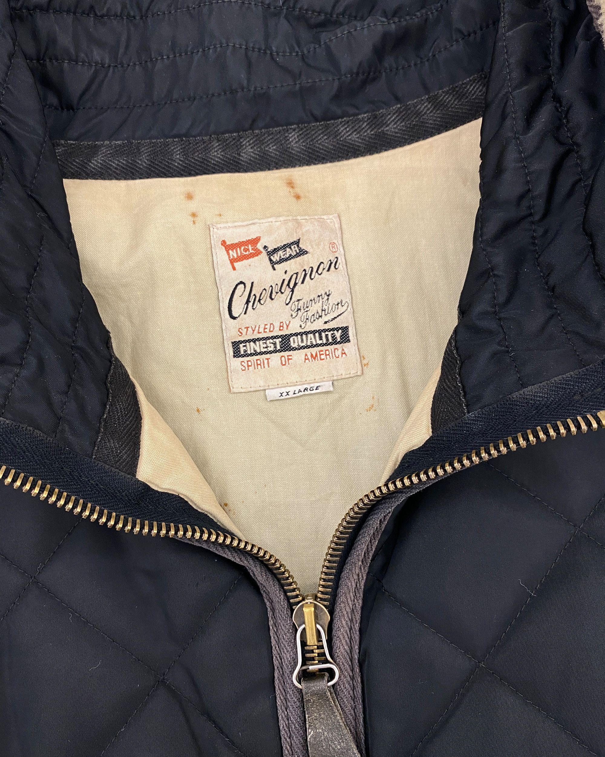 Chevignon 1980s Cosmos Nylon Leather Obersized Flight Jacket Size US XXL / EU 58 / 5 - 15 Thumbnail