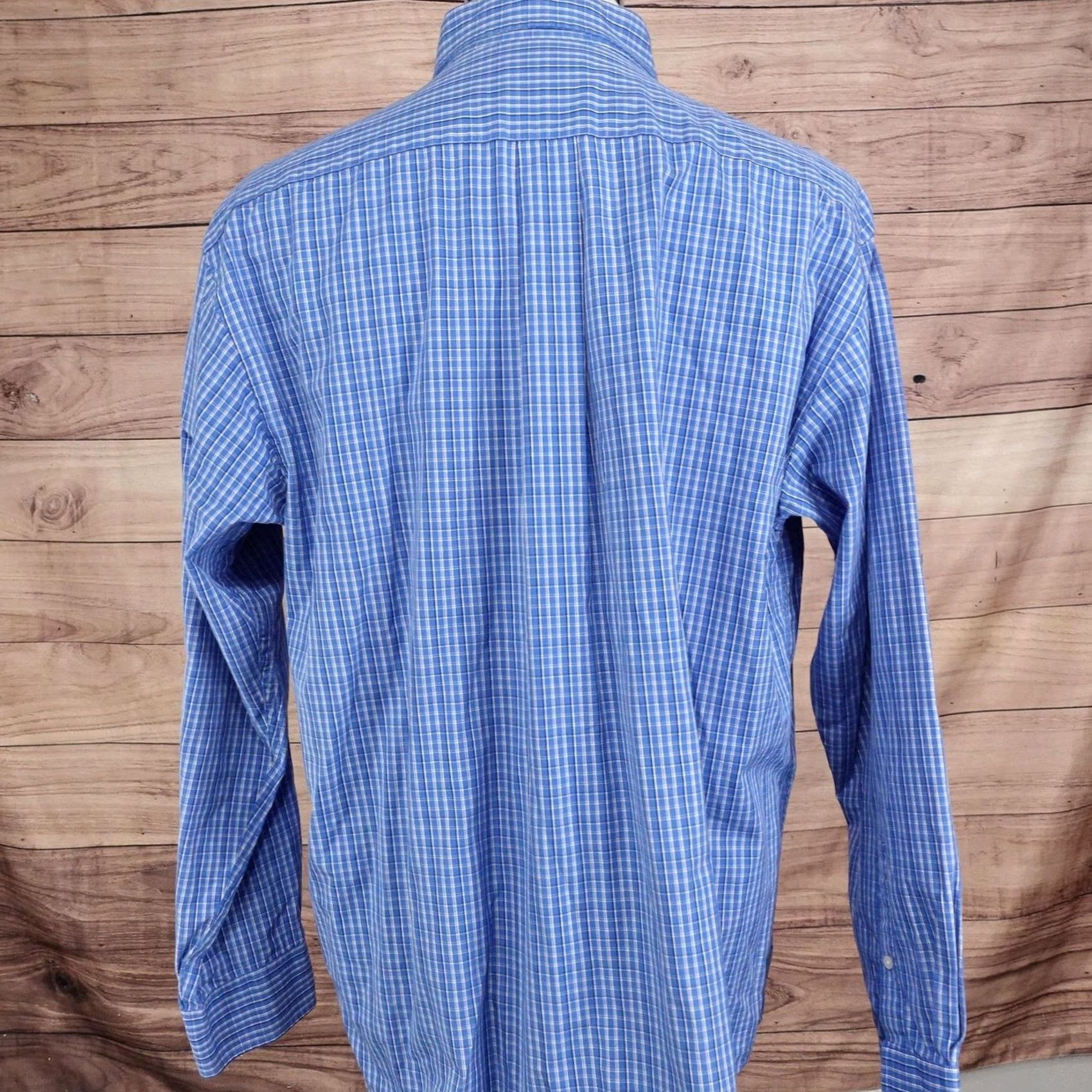 Roundtree & Yorke Roundtree & Yorke Shirt Mens L Blue Check Long Sleeve Button-Up Cotton Size US L / EU 52-54 / 3 - 4 Thumbnail