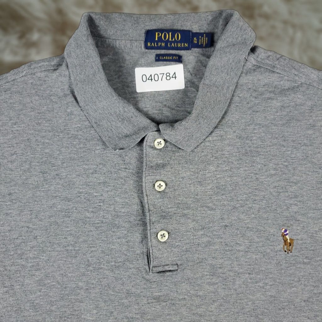 Ralph Lauren Ralph Lauren Polo Shirt Mens XL Gray Pony Polo Shirt - Polo, Regular Fit, Short Sleeve, Button-Front, Cotton, Gray, Classic American Preppy Mens XL Size US XL / EU 56 / 4 - 1 Thumbnail
