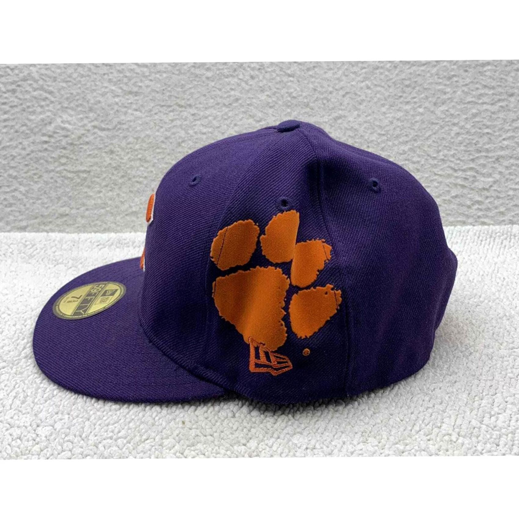 New Era Clemson Tigers New Era Wool Hat Mens 7 3/8 NCAA Sports Paw Print 59Fifty Purple Casual Size ONE SIZE - 2 Thumbnail