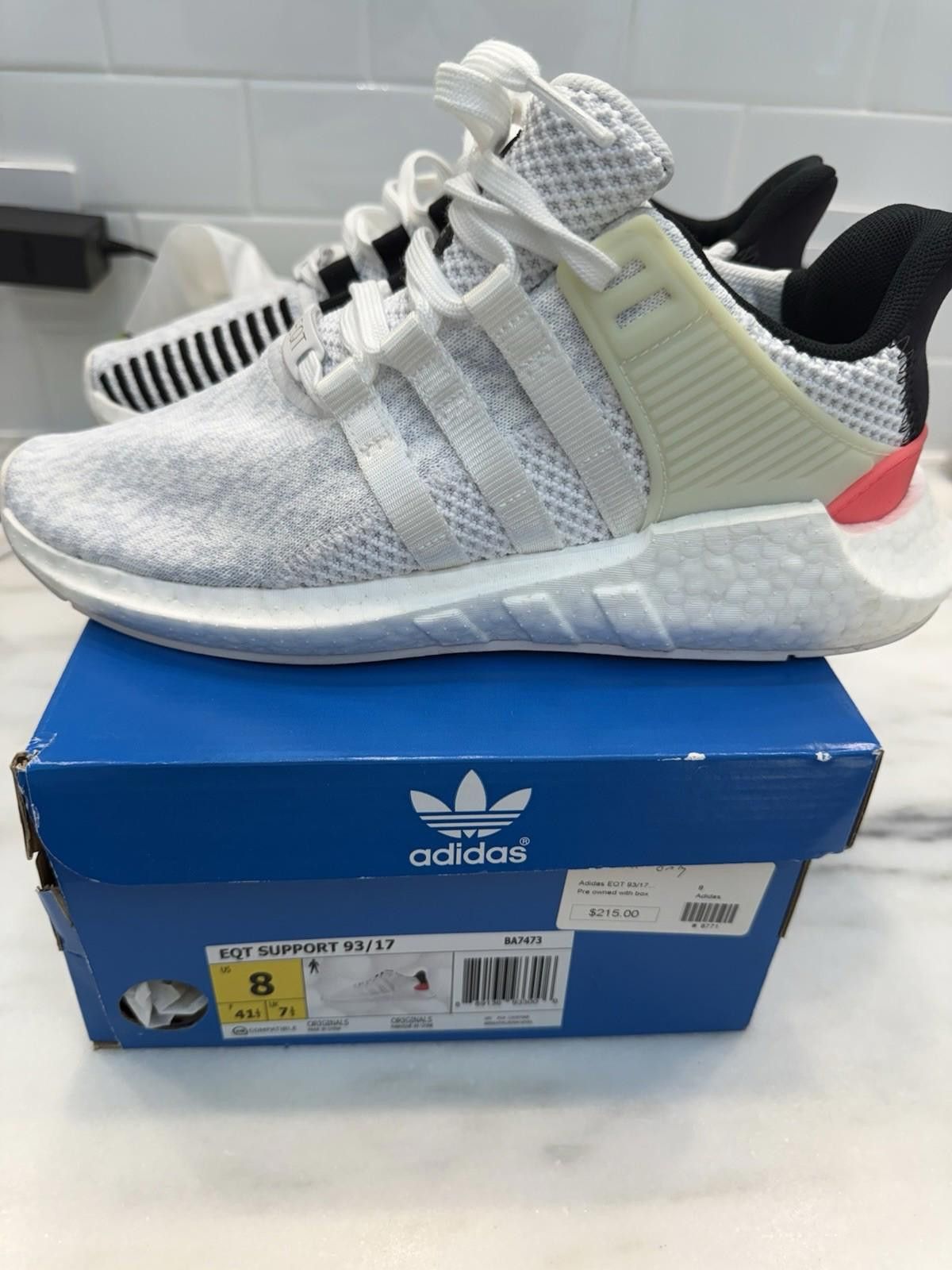 Adidas Adidas EQT Support 93/17 White Turbo Red Men's Size 8 BA7473 Size US 8 / EU 41 - 2 Thumbnail