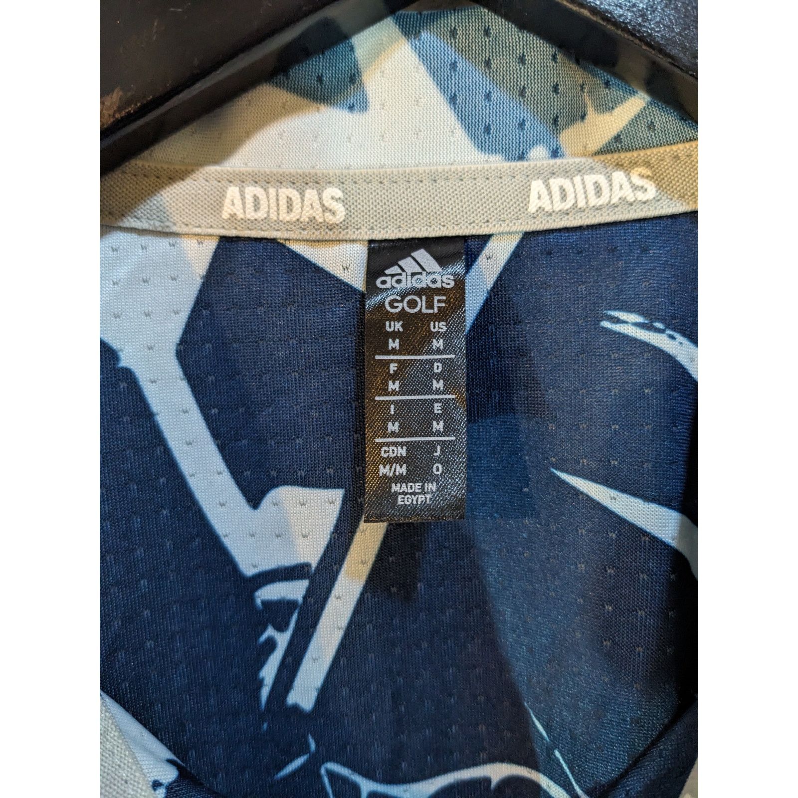 Adidas Adidas Blue Palm Tree Golf Performance Mesh Blue White Polo Size US M / EU 48-50 / 2 - 5 Thumbnail
