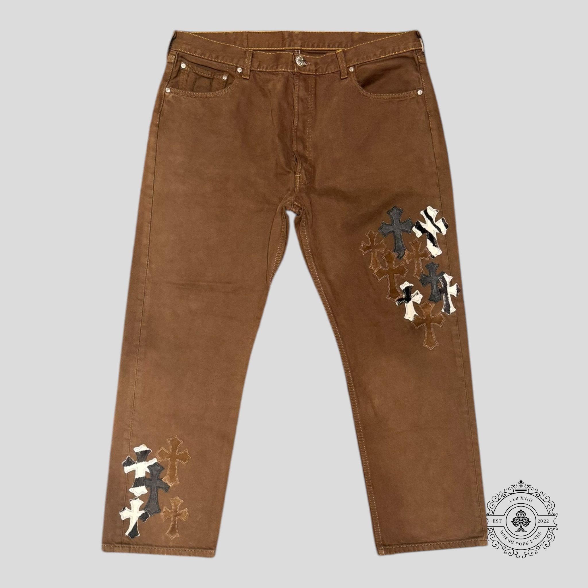 Chrome Hearts Chrome Hearts Cross Patch Denim Brown / Zebra Size US 36 / EU 52 - 1 Thumbnail