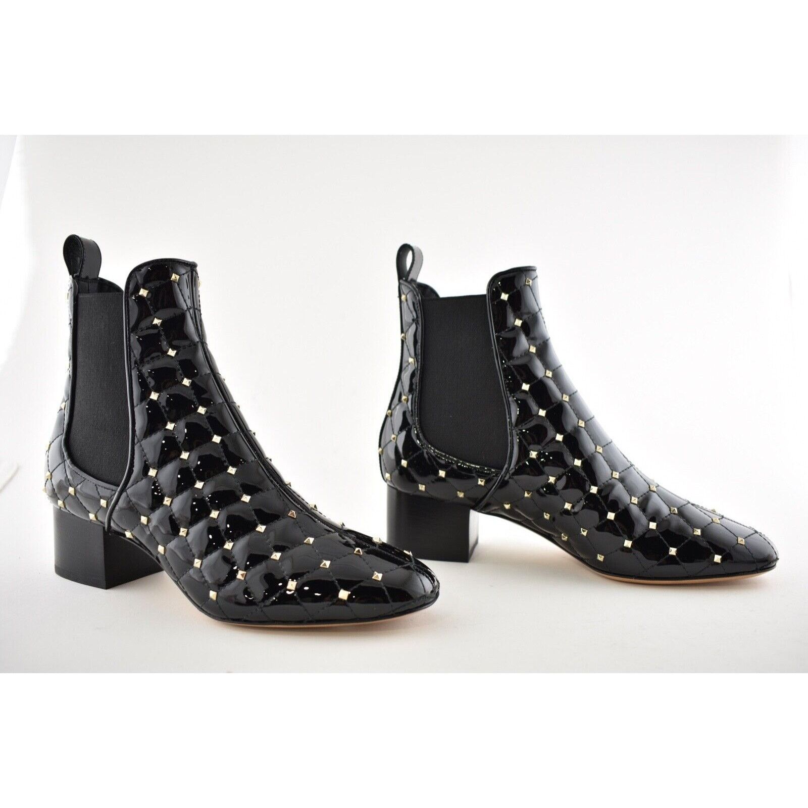 Valentino Valentino Rockstud Chelsea Spike Black Patent Stud Heel Size US 7.5 / IT 37.5 - 4 Thumbnail