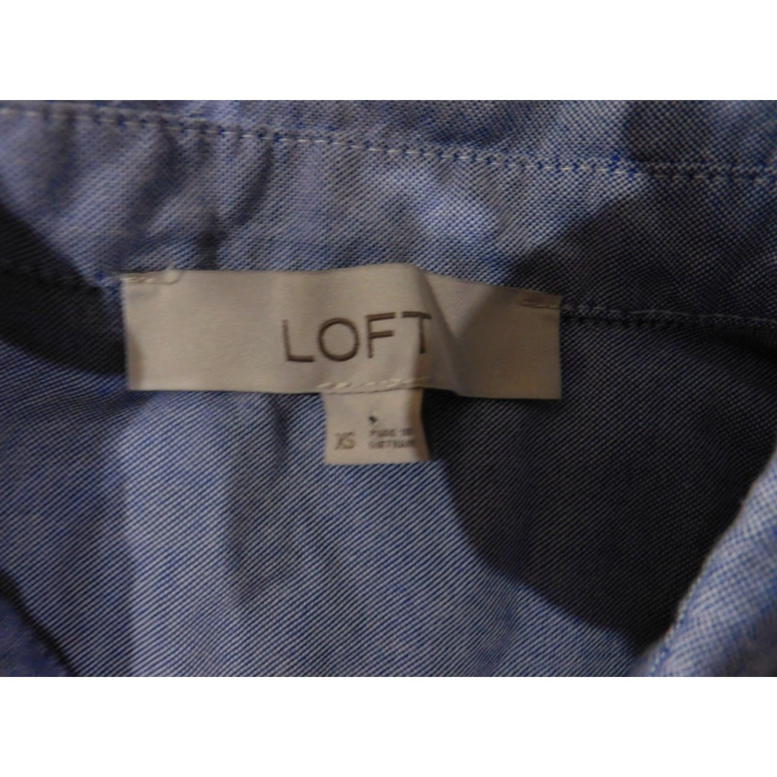 Loft LOFT Button-Up Shirt Womens XS Blue Long Sleeve 100 Percent Cotton Casual Size XS / US 0-2 / IT 36-38 - 4 Thumbnail